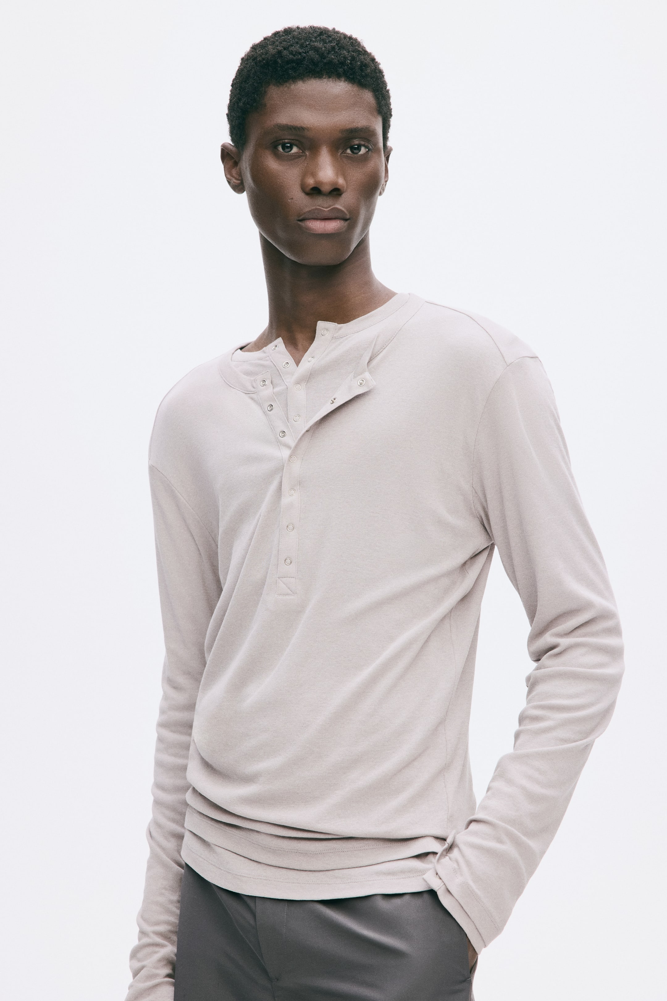 Slim-Fit Cotton Henley Shirt