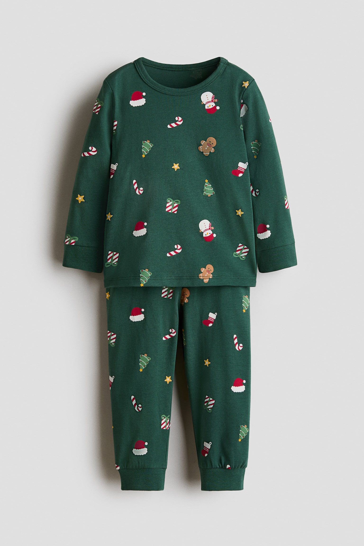 Bedruckter Baumwollpyjama - Grün/Weihnachten/Marineblau/Weihnachten/Dunkelgrau/Gespenst