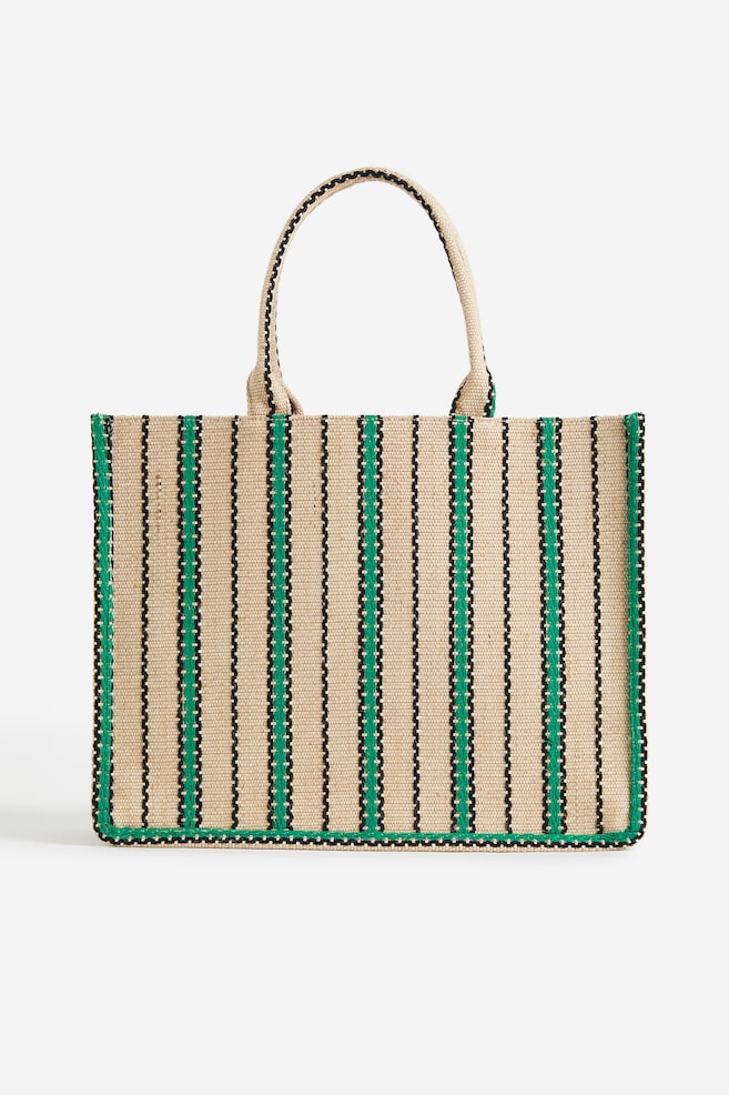 Jacquard-weave handbag - Beige/Striped - 2