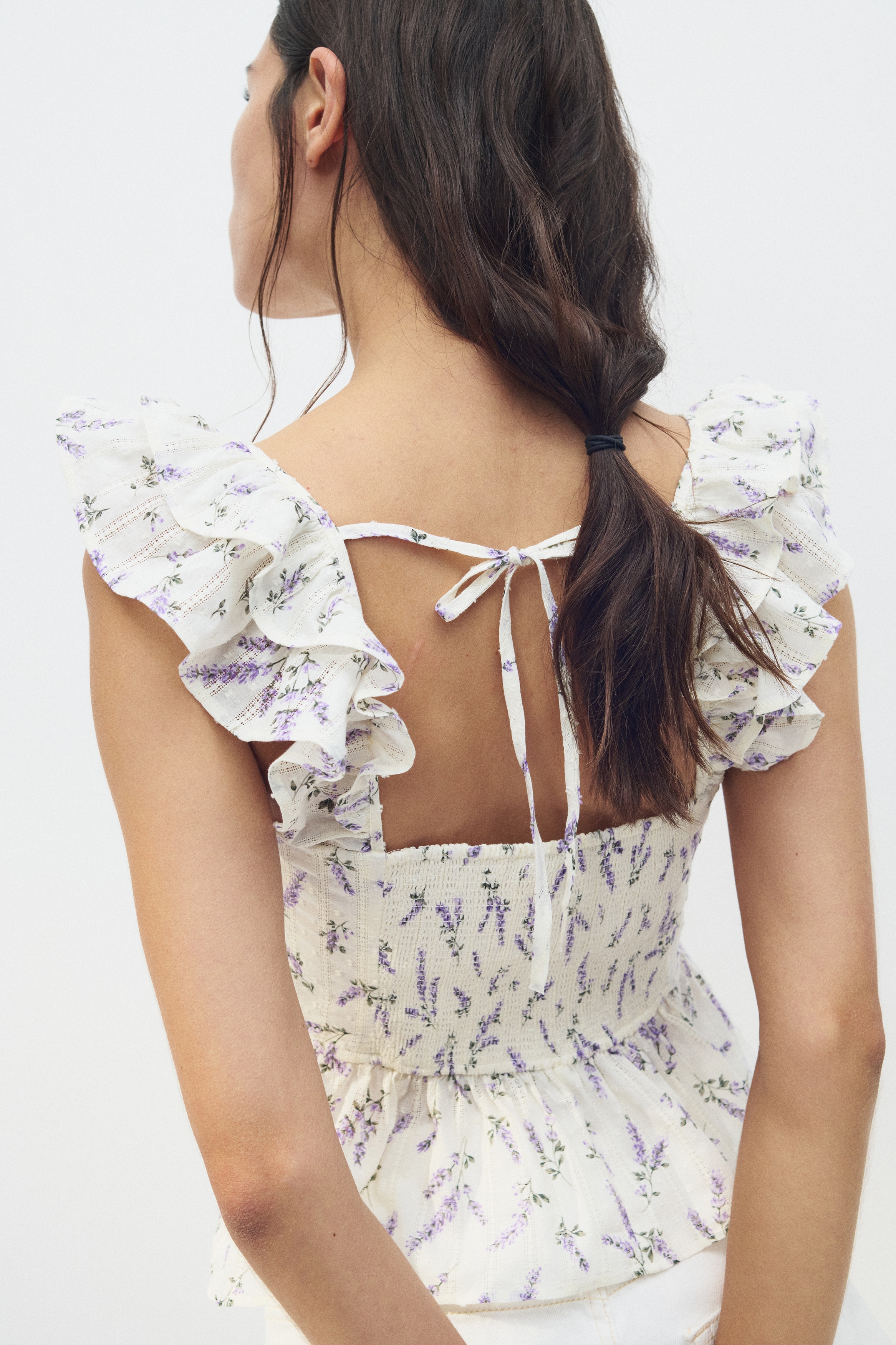 Tie-detail peplum blouse
