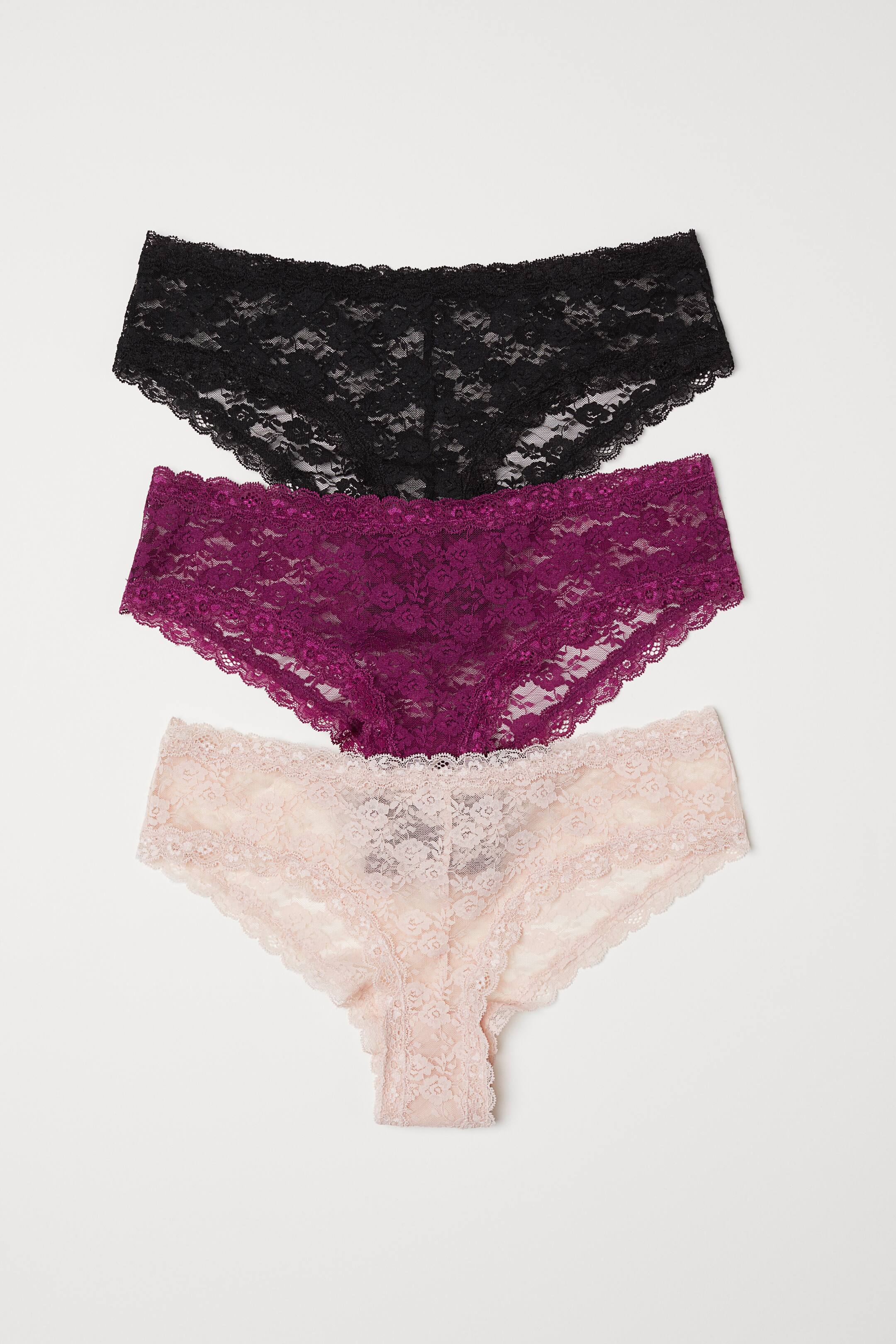 View larger image: 3-pack lace briefs - Purple/Powder pink - Ladies | H&M 1