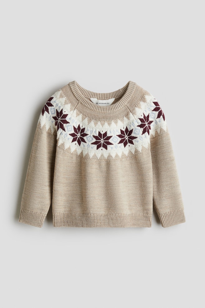 Pull en laine - Beige clair/étoiles de Noël - 1