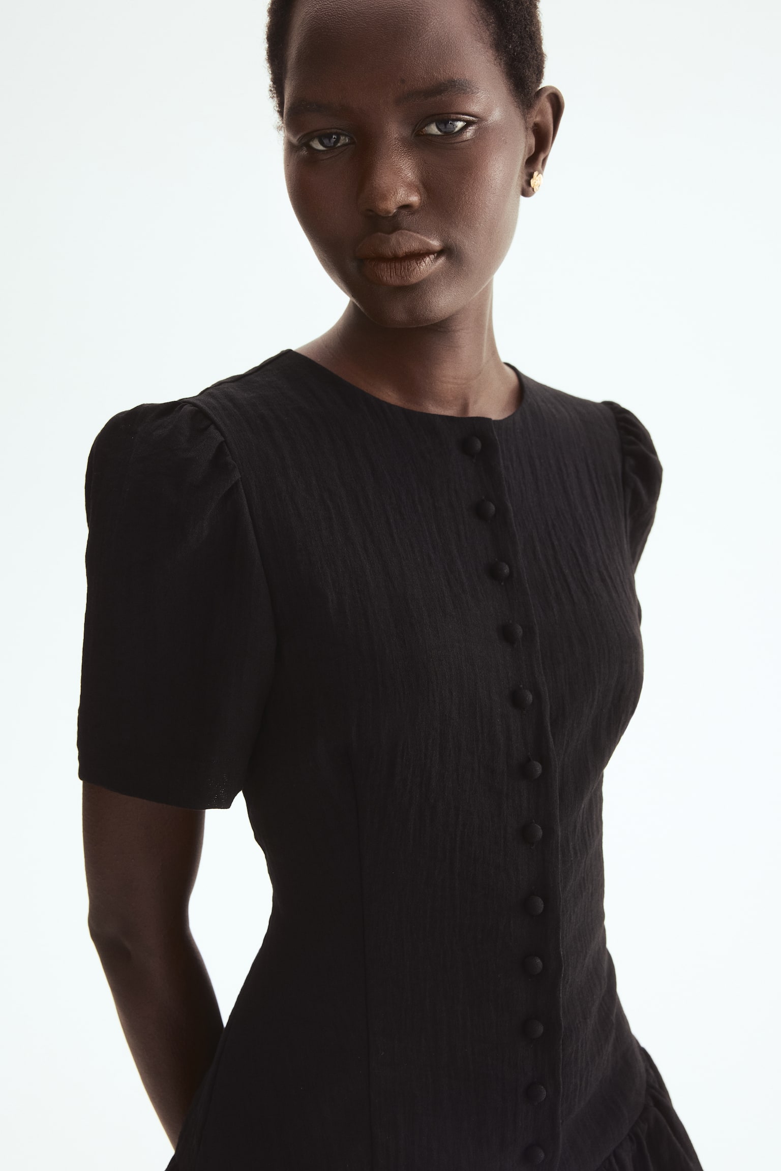 Haljina s pufnastim donjim delom - Crna/Bež/karirano - 4