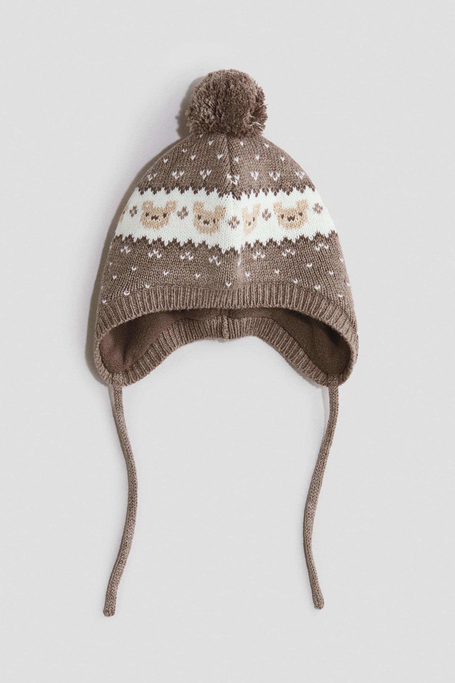 Bonnet à rabats d'oreilles avec doublure polaire - Marron/ours/Beige clair