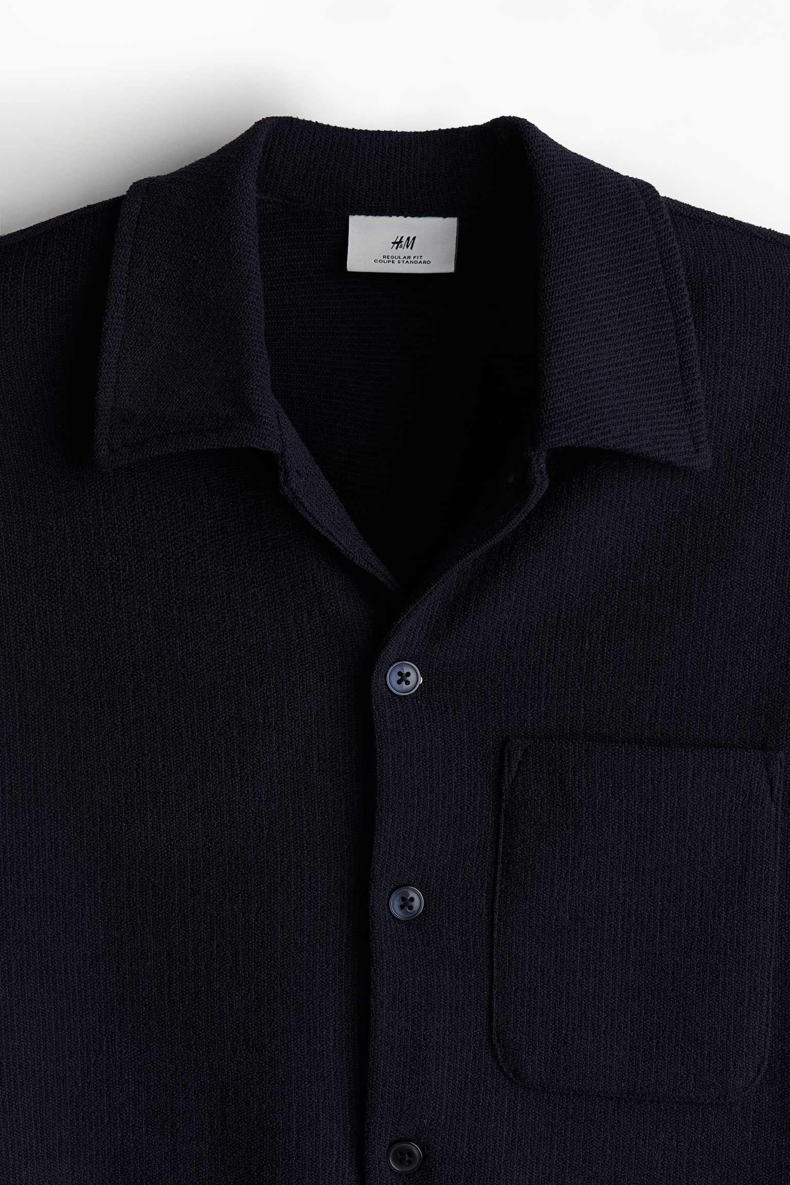 Regular Fit Textured jersey shirt - Navy blue/Dark beige/White/Dark grey - 7