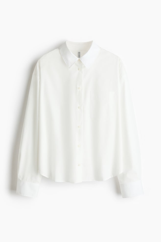 Oversized Poplin Shirt - White - 1