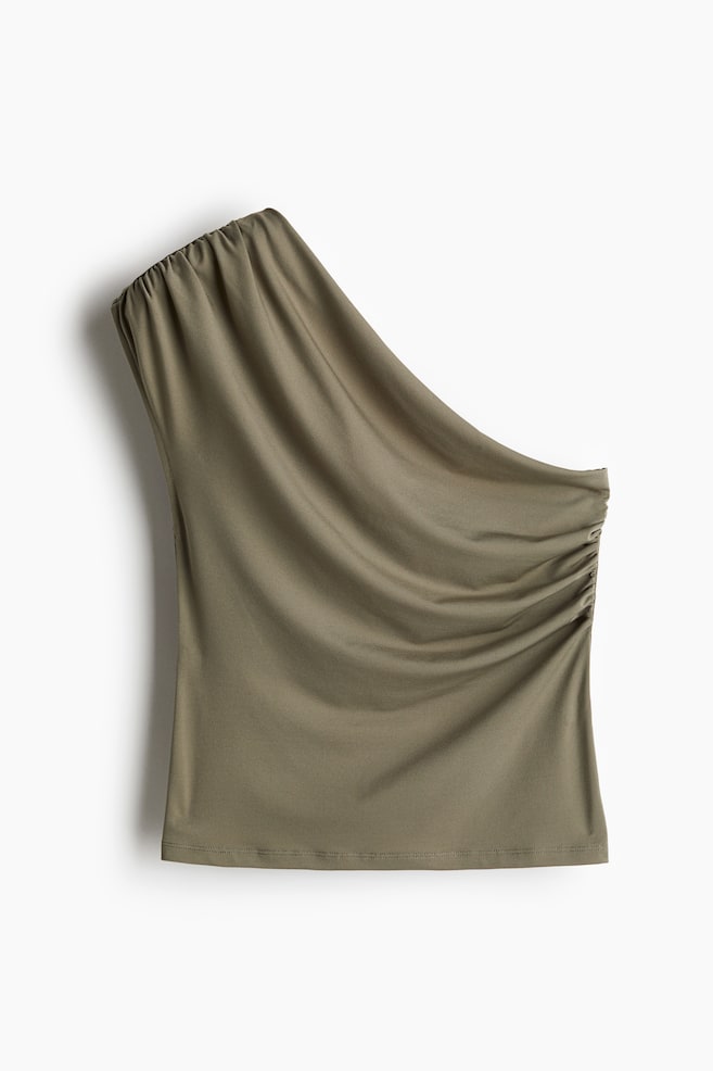 One-Shoulder-Top - Khakigrün/Weiß/Mattblau - 1
