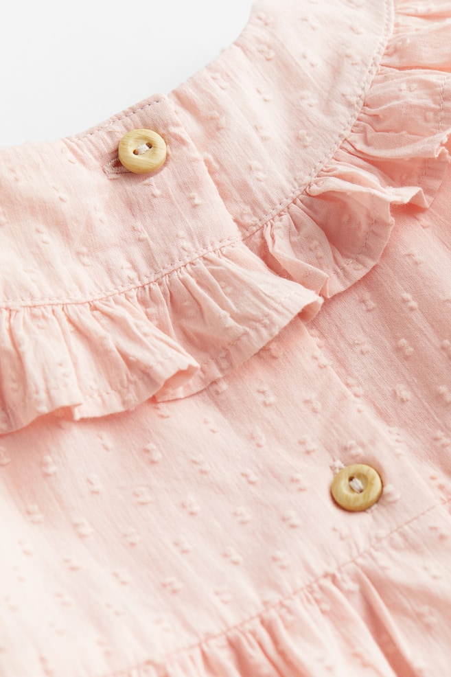 Frill-trimmed cotton dress - Peach pink - 2