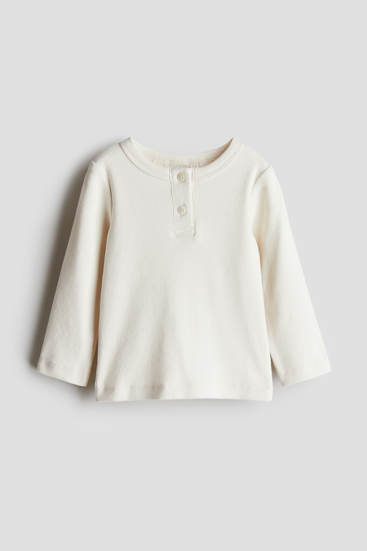 White Ribbed Cotton Henley Shirt for kids | H&M US