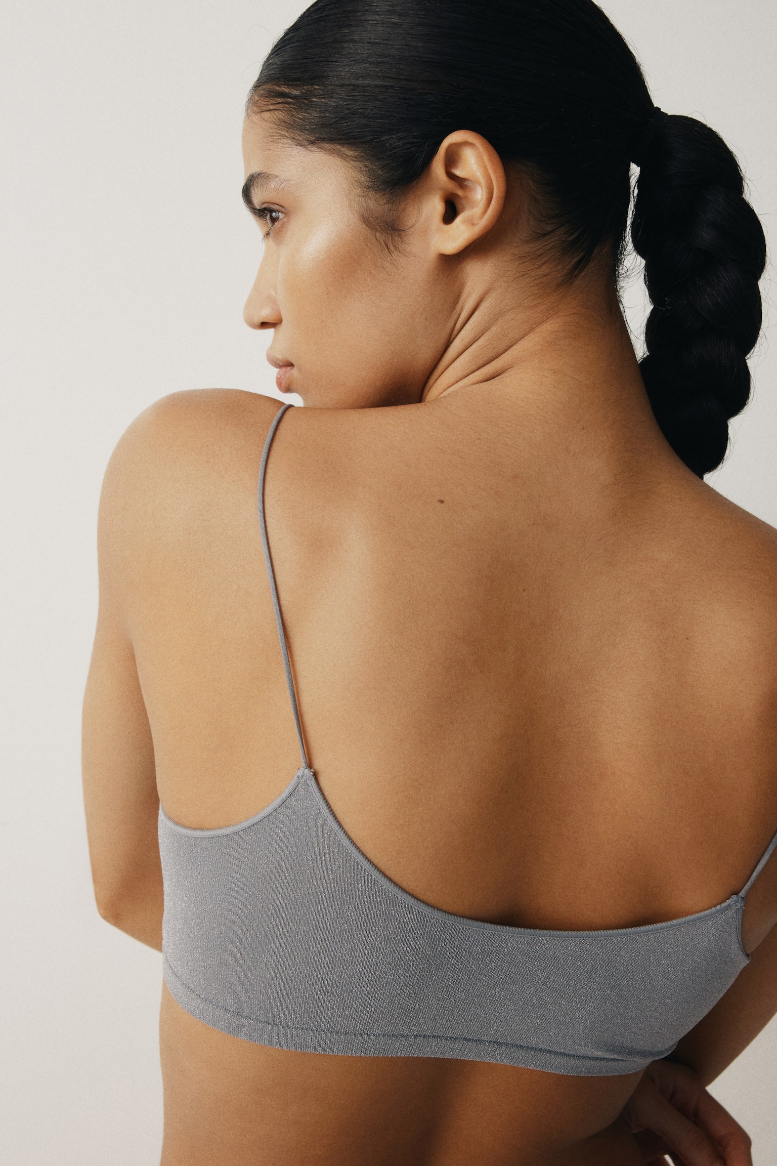 Glittery seamless soft bra - Grigio - 5