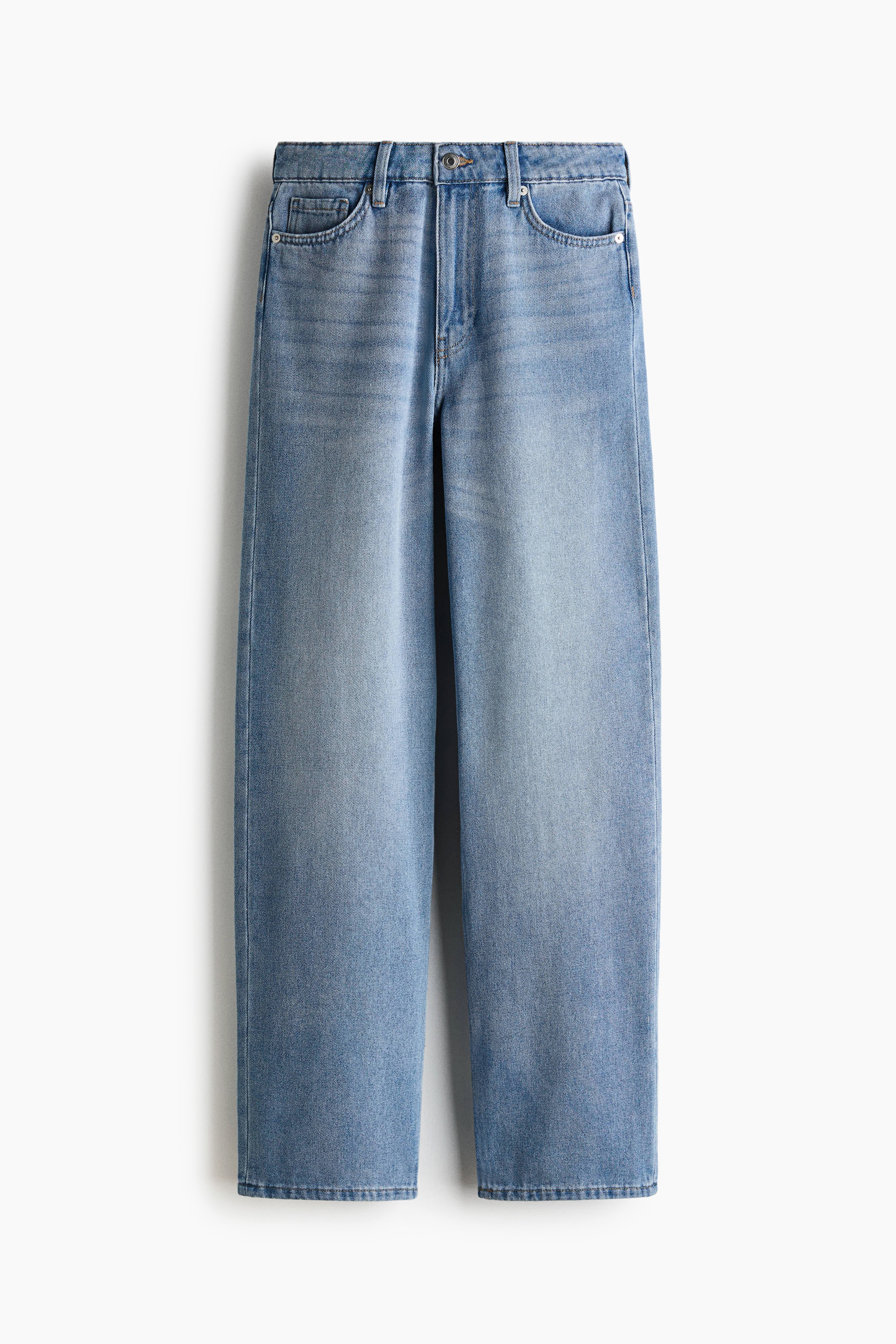 Straight High Jeans - Light denim blue/Dark denim blue/White