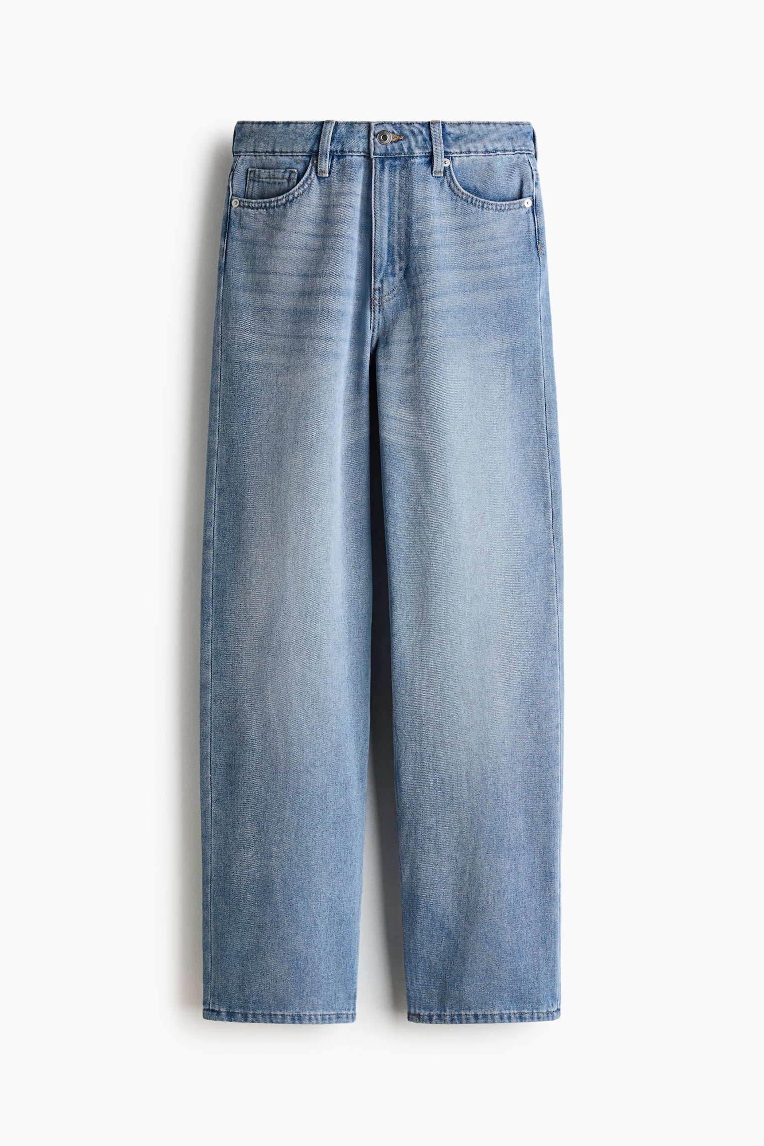 Женские джинсы H&M Straight High, цвет: Светлый джинсовый синий