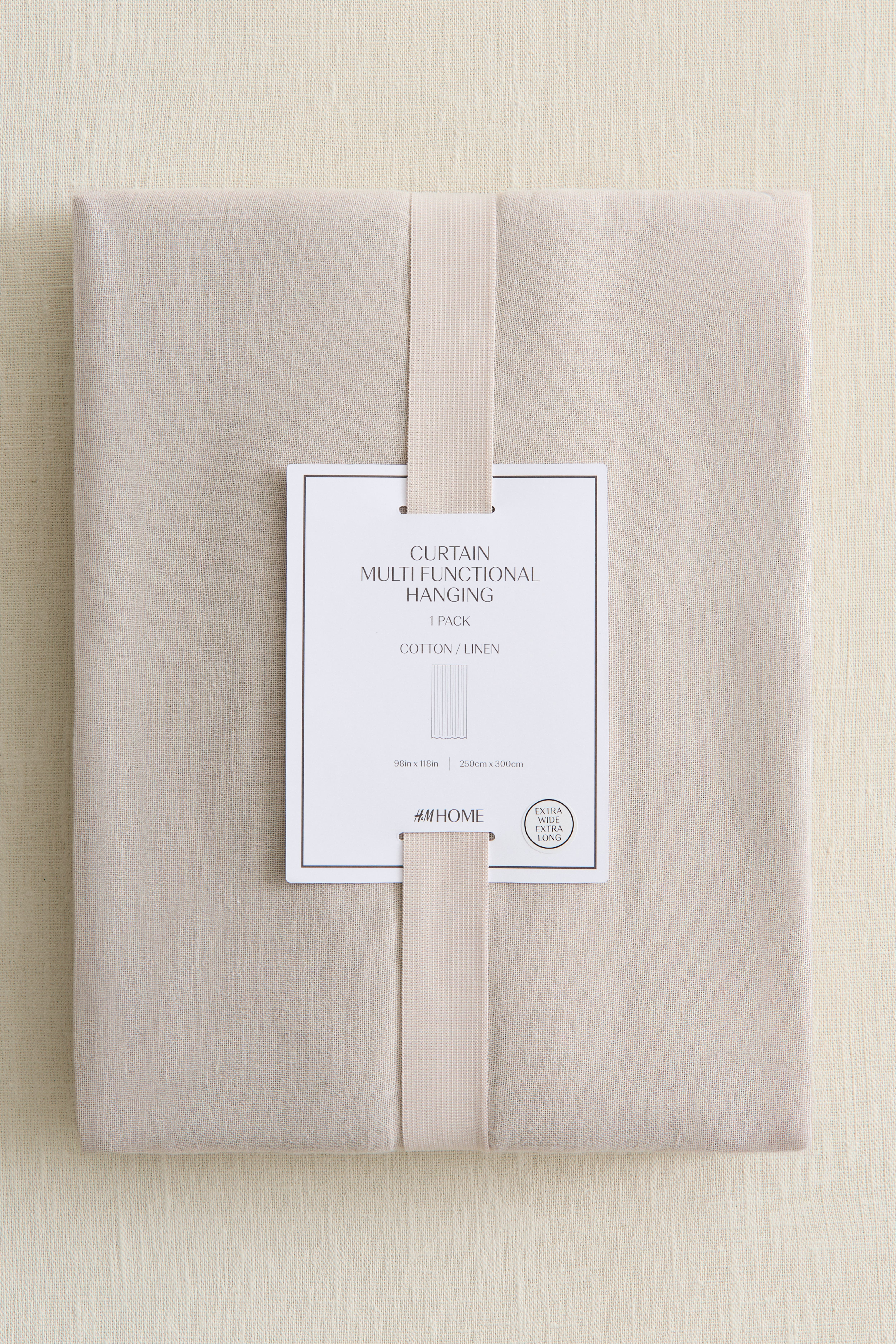 1-Pack Long and Wide Linen-Blend Curtain Panel