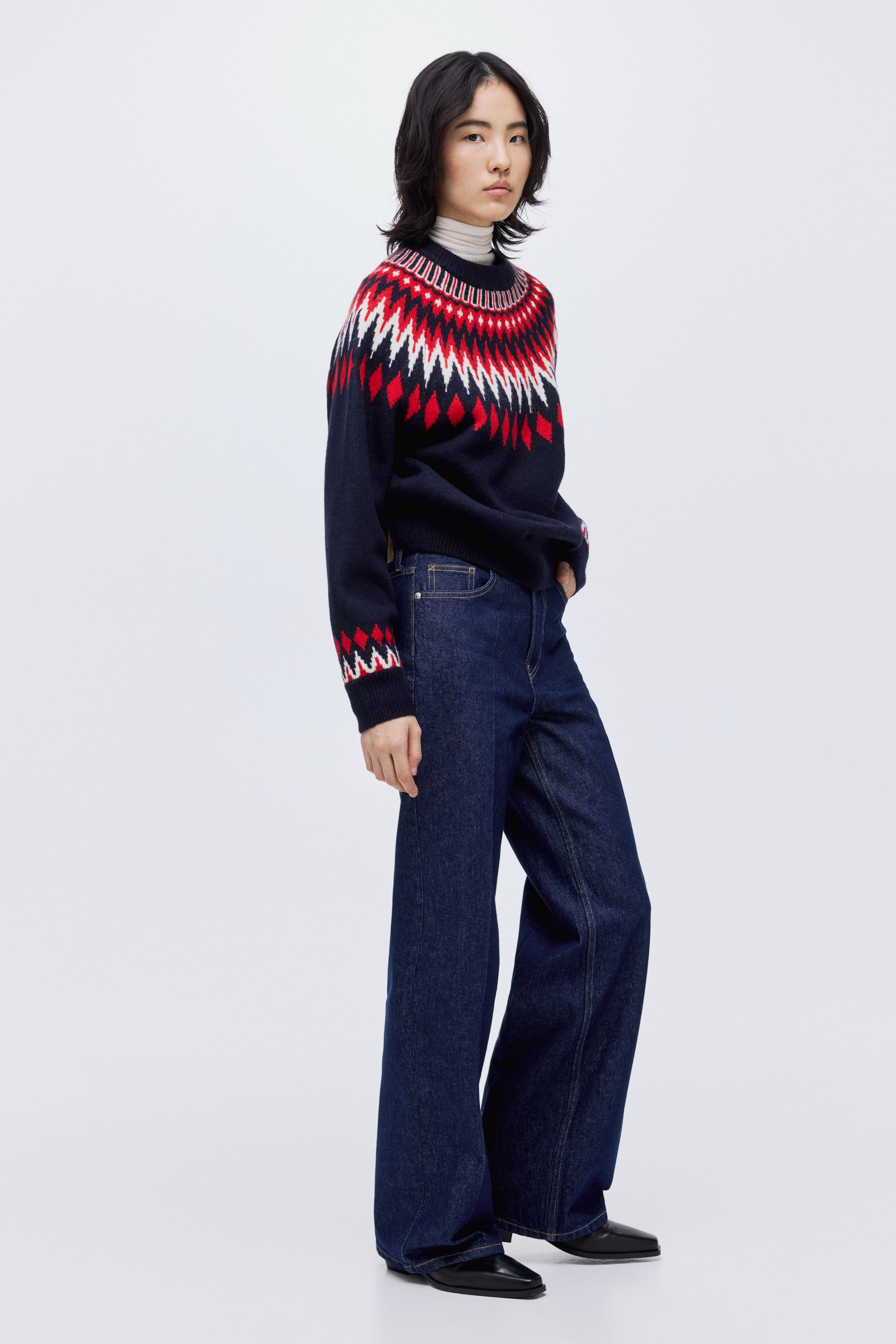 View larger image: Jacquard-knit jumper - Navy blue/Patterned - Ladies | H&M 2