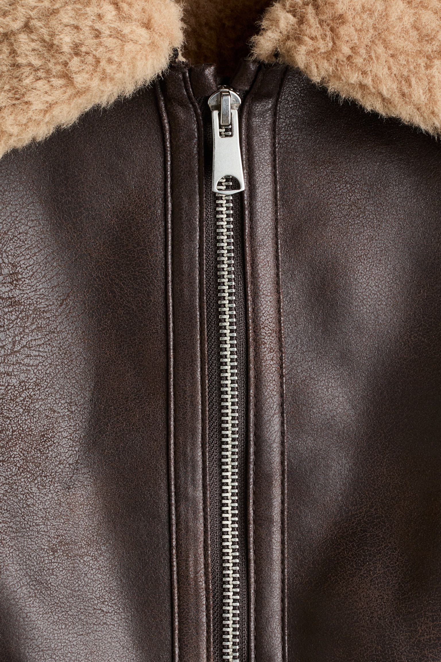 Детская куртка H&M Teddy-Fleece-Lined Aviator, цвет: Тёмный коричневый — фото 2