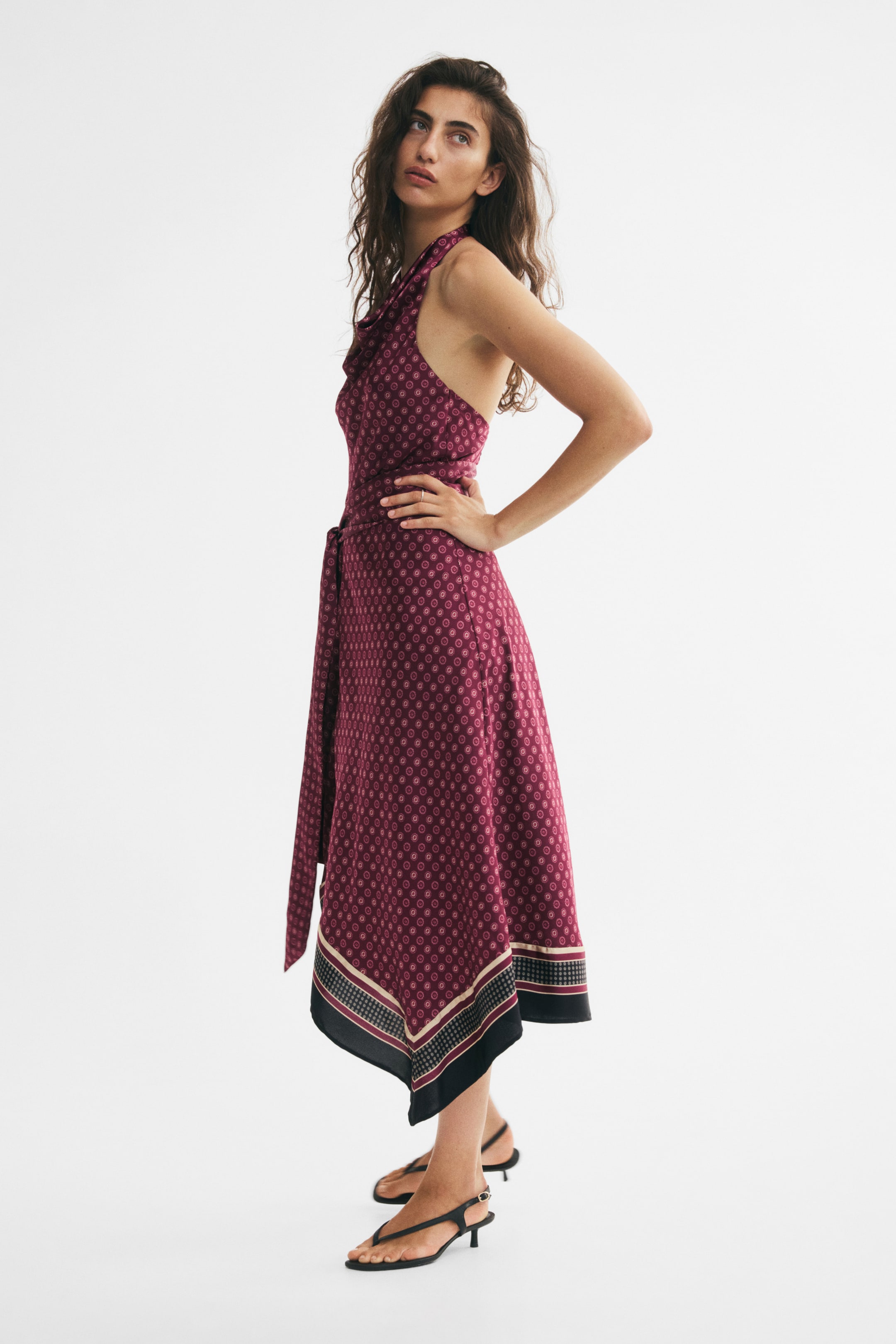 Tie-Belt Halterneck Dress