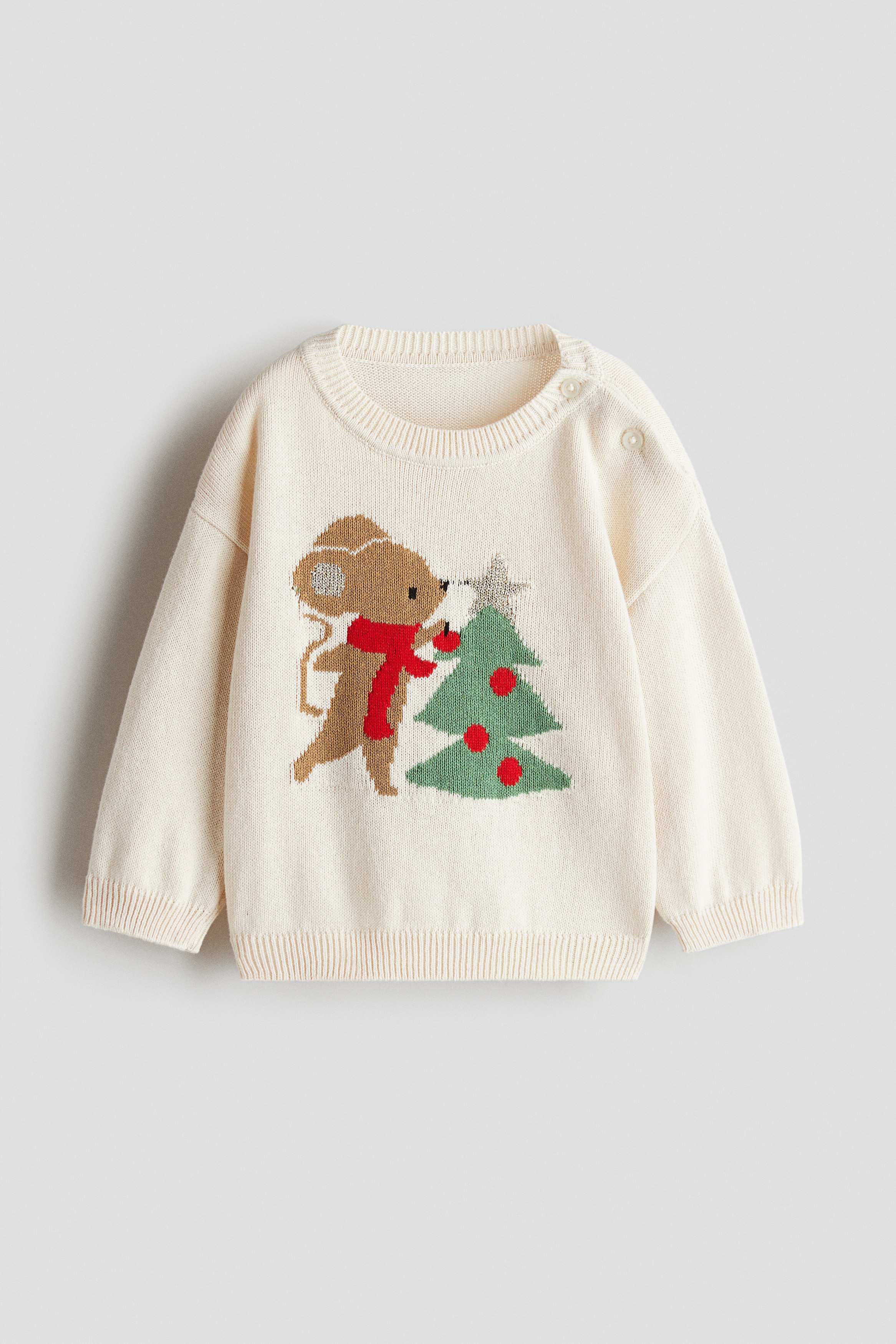 ジャカードニットセーター - ホワイト／マウス - Kids | H&M JP