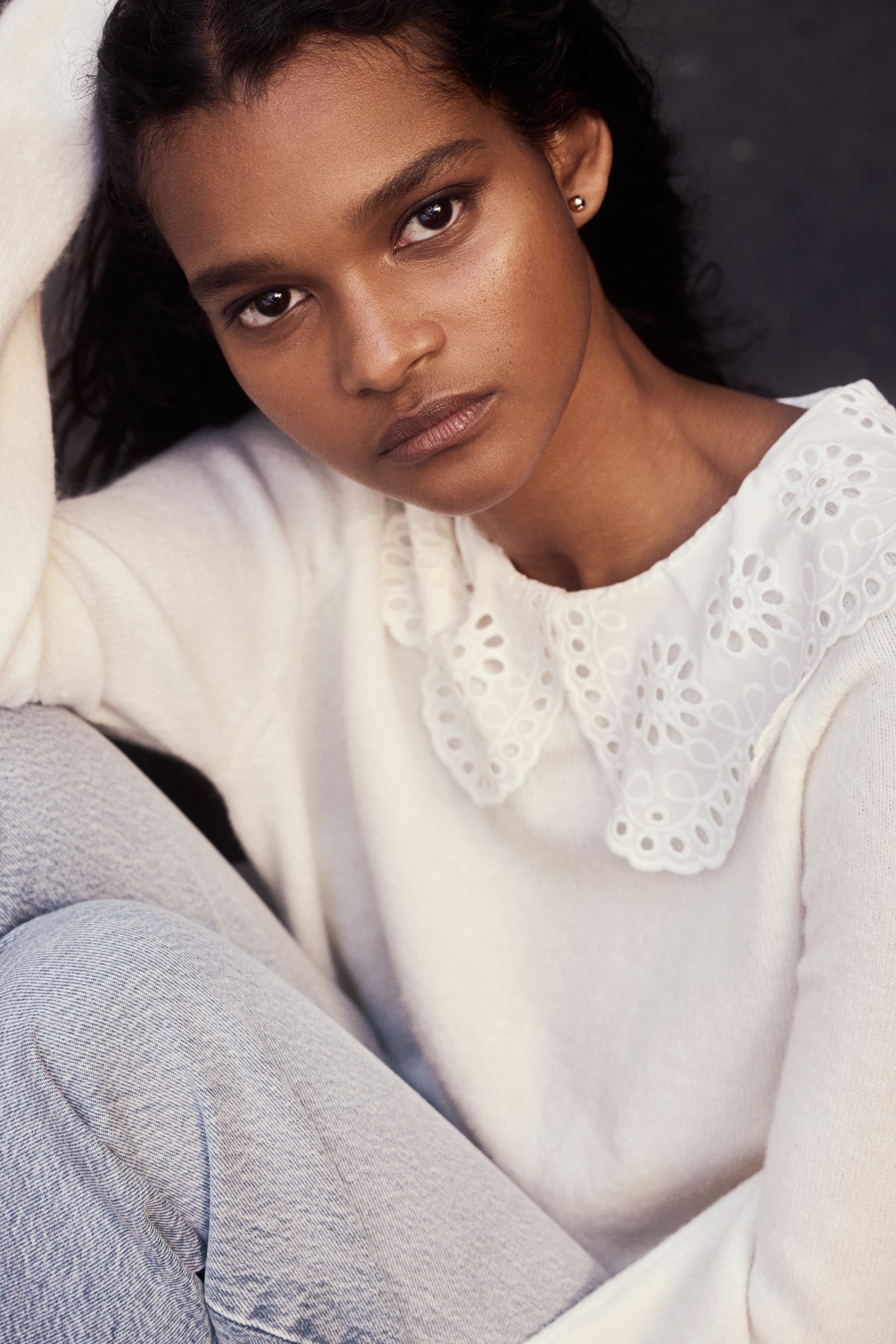 Lace-collared jumper - White - 5