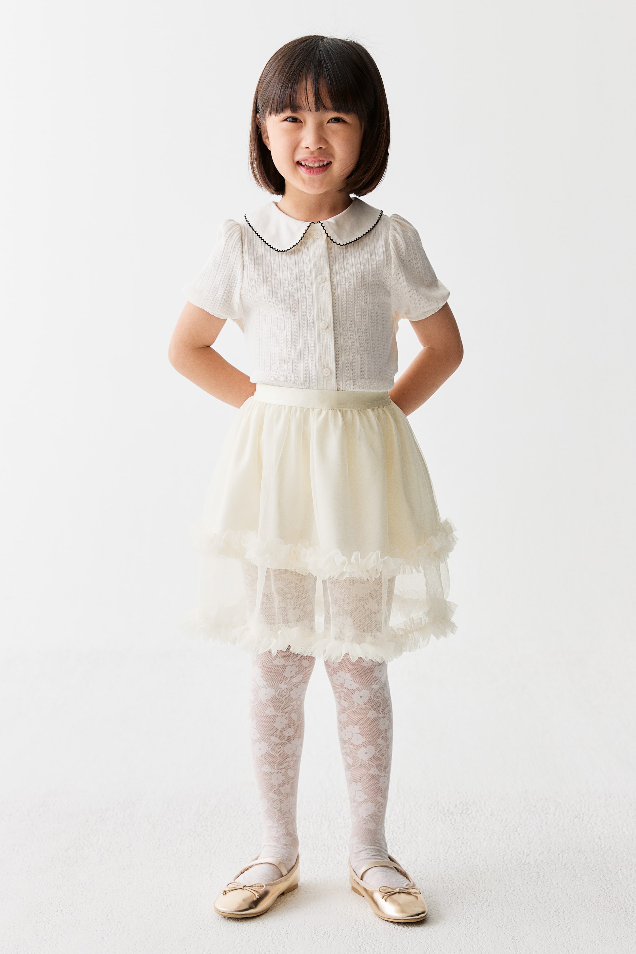 View larger image: Frill-trimmed tulle skirt - Cream - Kids | H&M HK 1