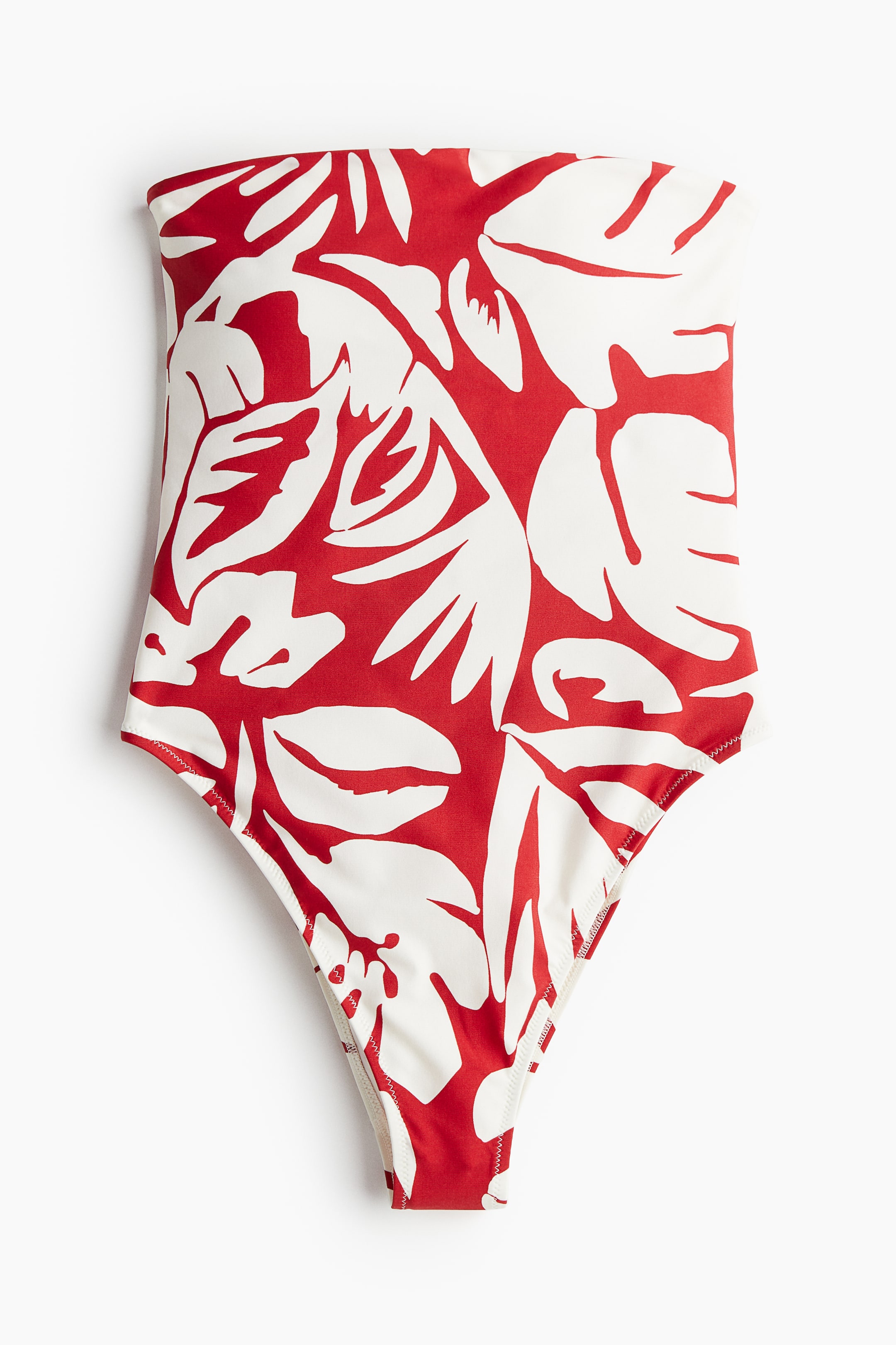 Padded-cup High-leg Bandeau Swimsuit - Red/patterned - Ladies | H&M CA