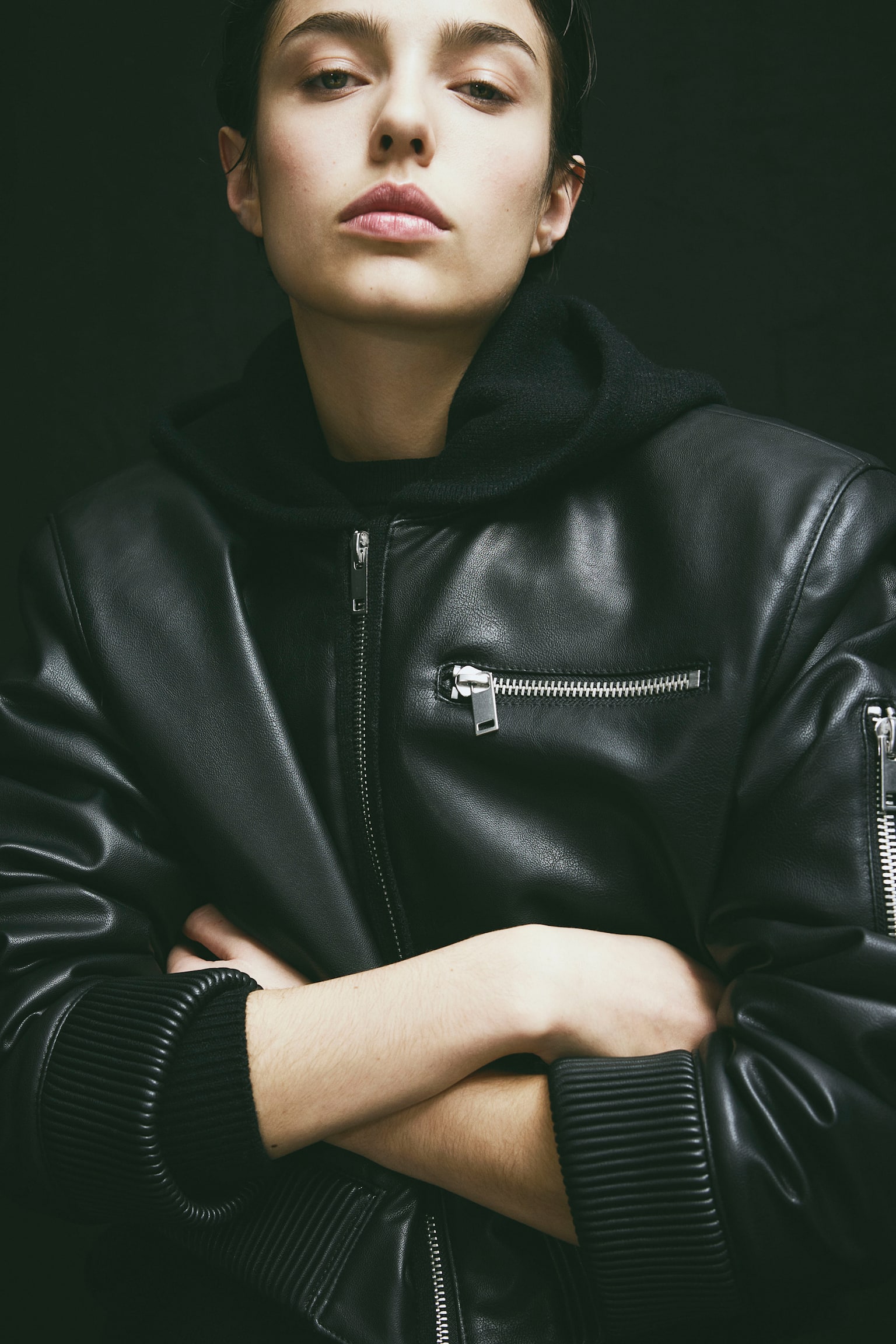 Coated Bomber Jacket - Black - 3