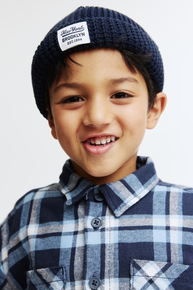 Lined Flannel Overshirt - Navy blue/plaid - 3