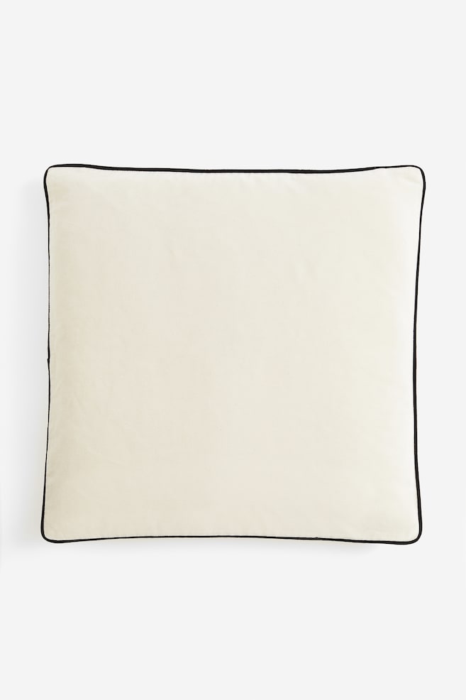 Velvet cushion cover - Cream/Black/Bright green - 1