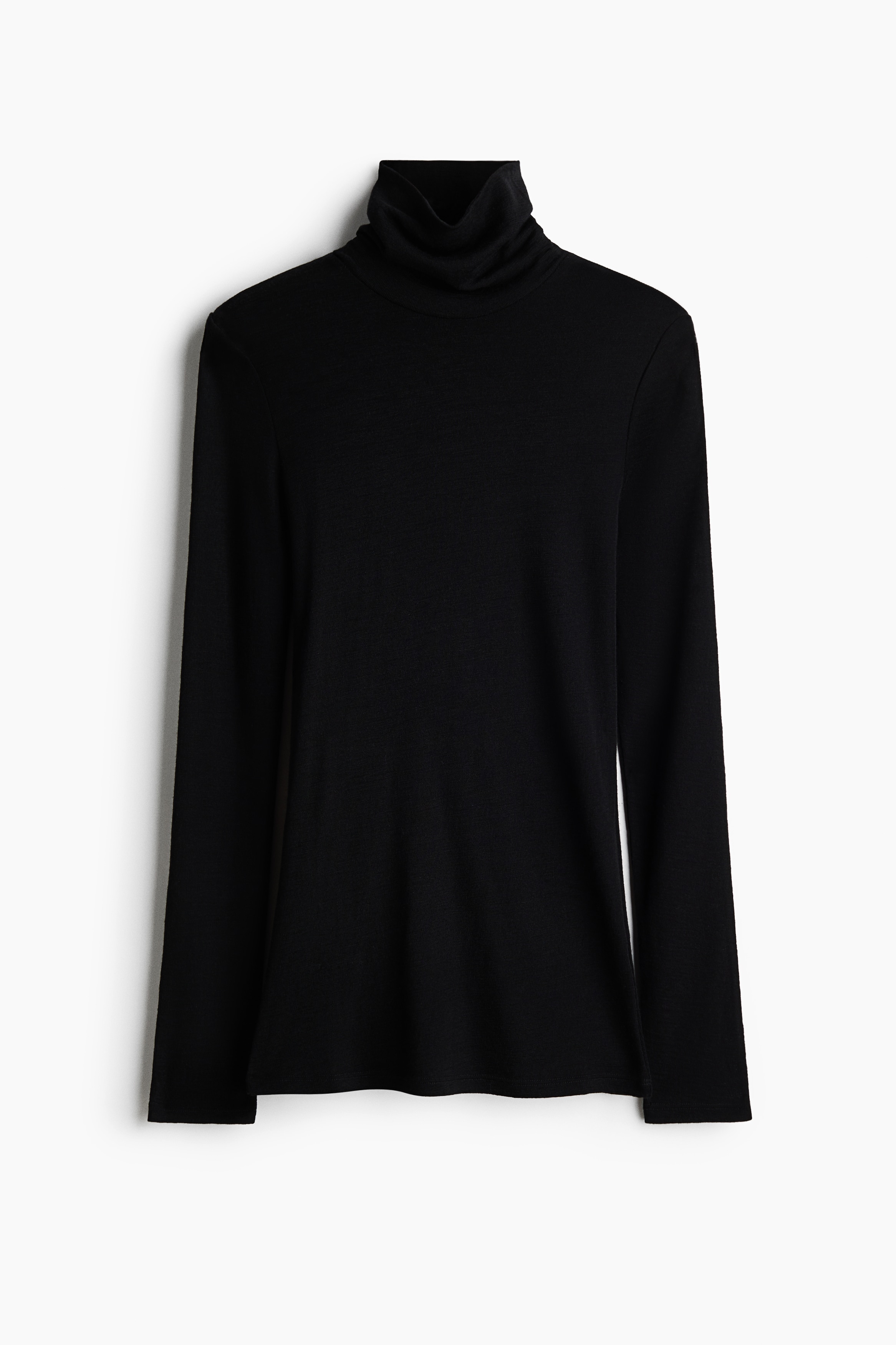 Wool polo-neck top - Black