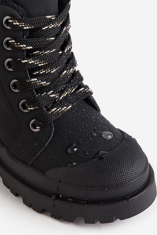 Waterproof lace-up boots - Black/Dark khaki green - 2