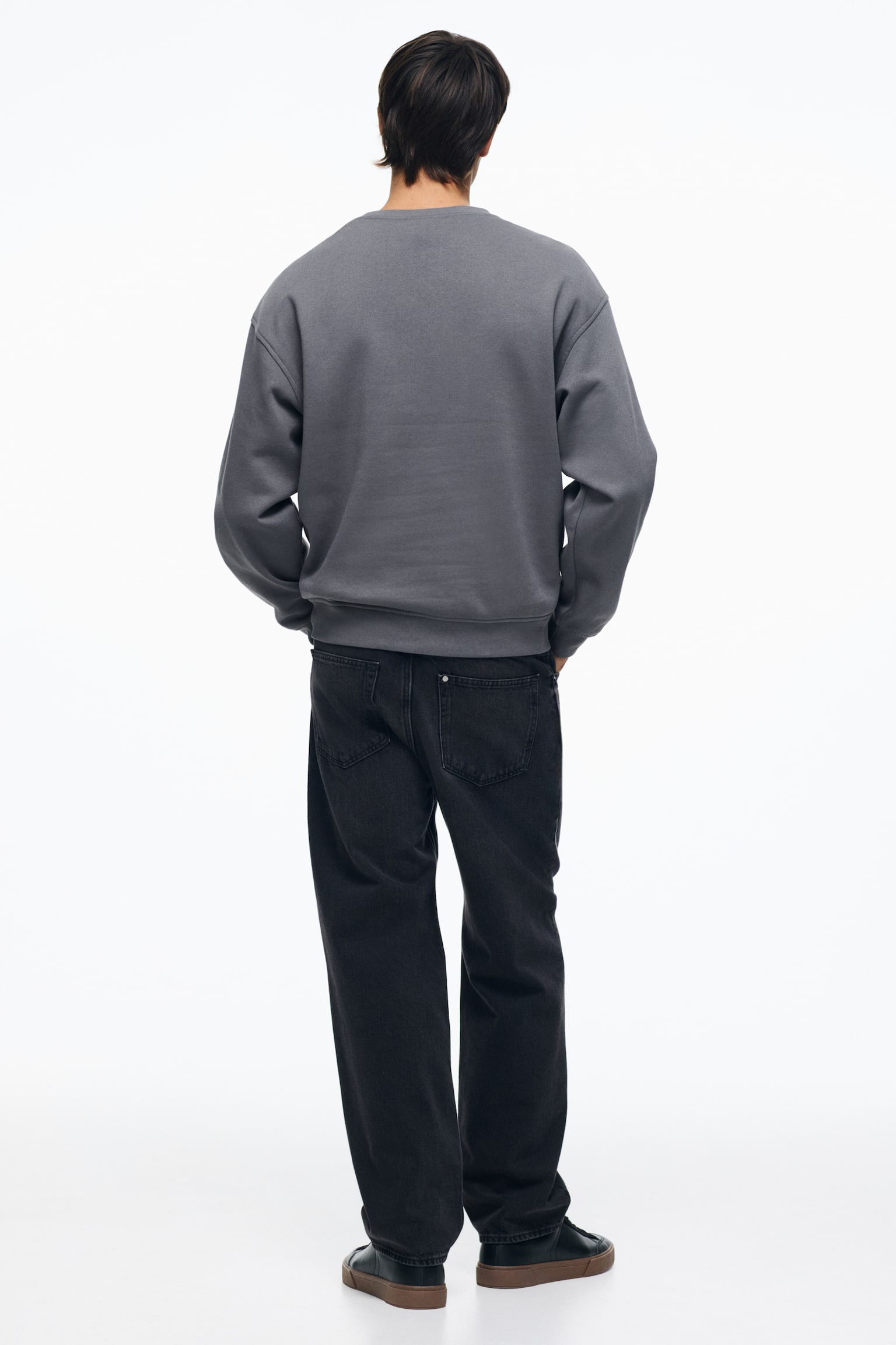 Loose-Fit Sweatshirt - Dark gray/Black/Dark blue/Gray melange/Green/Dusty blue/Dusty khaki green/Light blue/Pink/Light gray/Plum/Brown/Brown/White/Green - 3