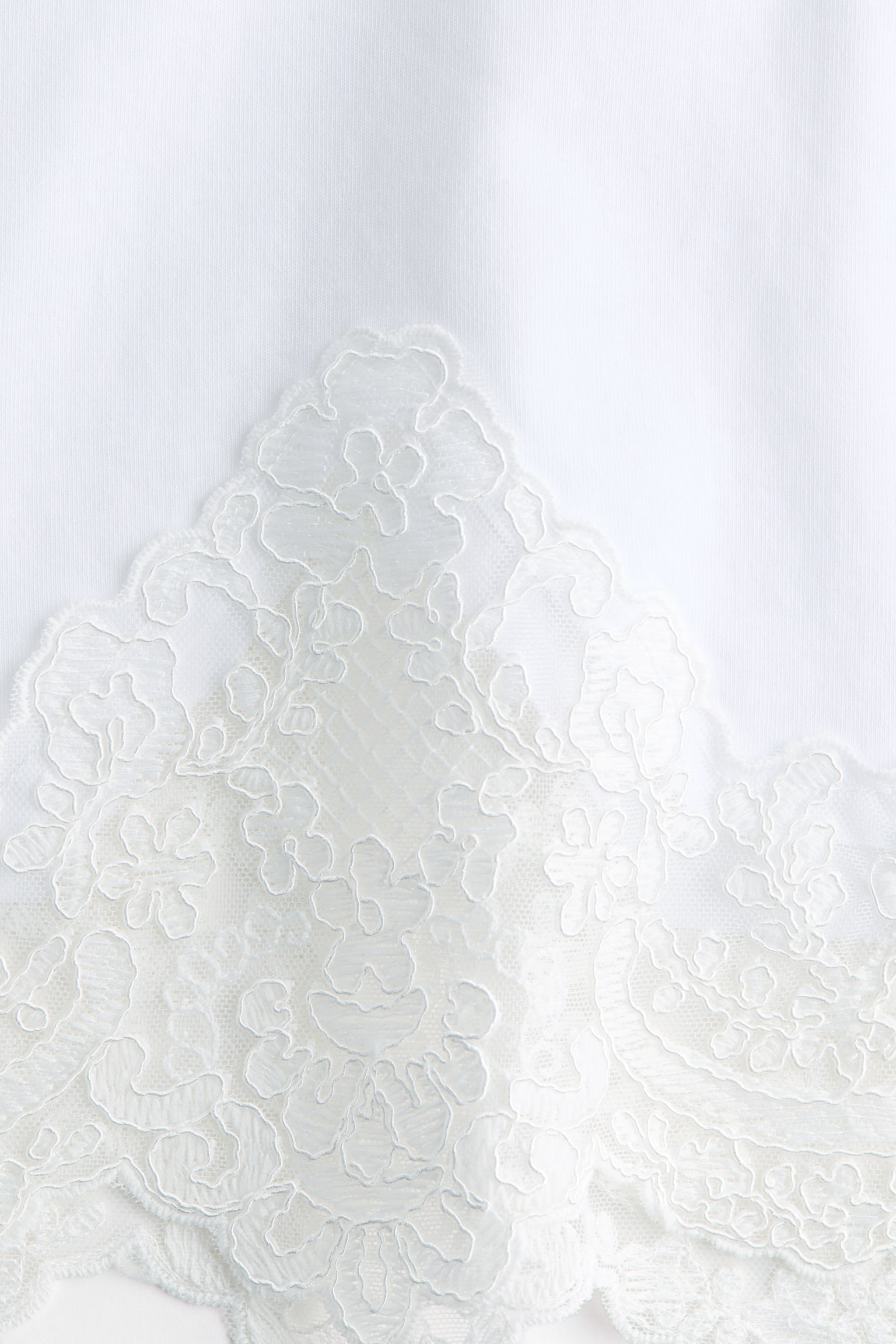 Женская футболка H&M Lace-Trimmed Cotton, цвет: Белый / Кремовый — фото 6