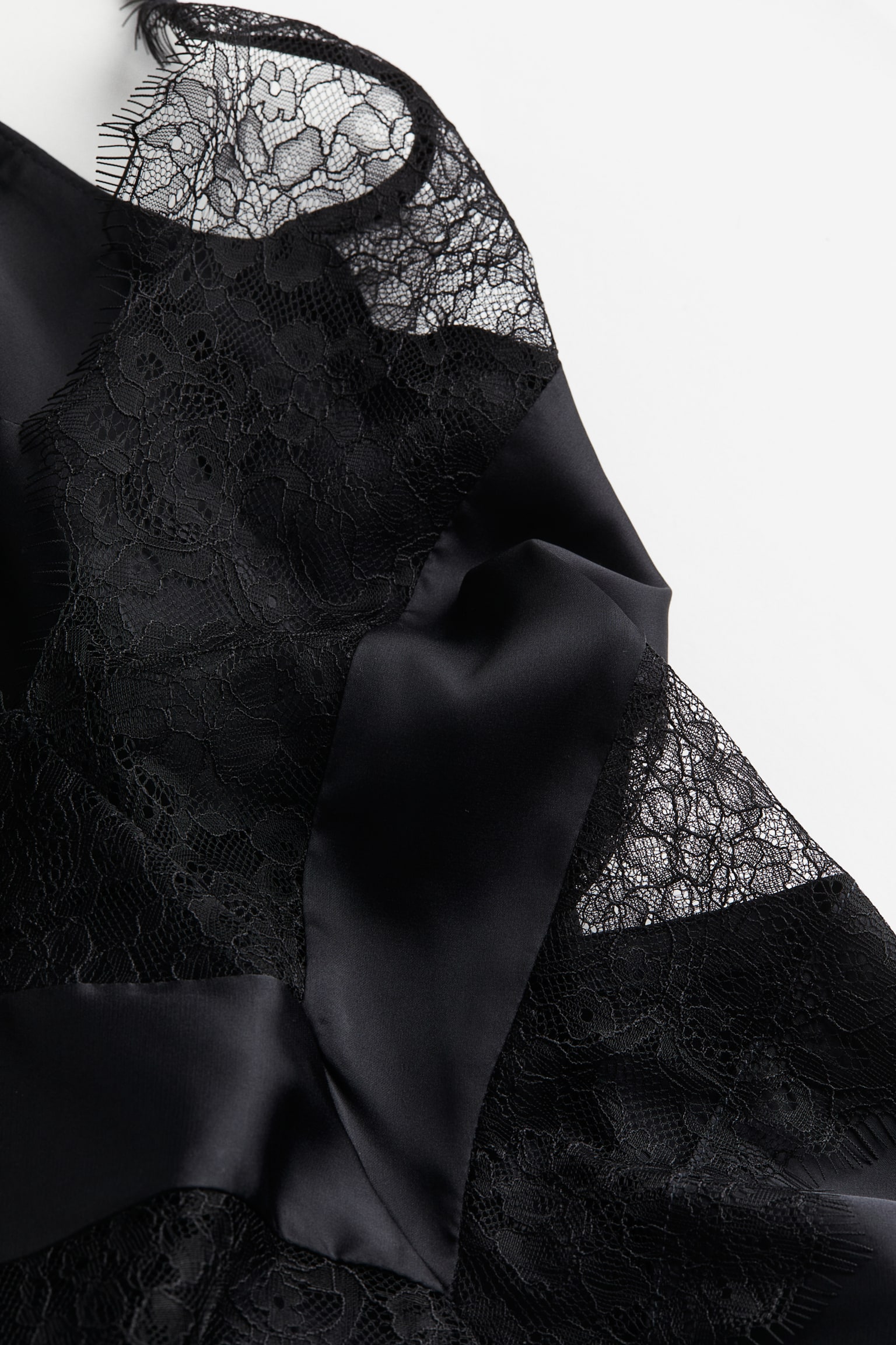 Lace-detail nightslip - Black/Light grey - 2