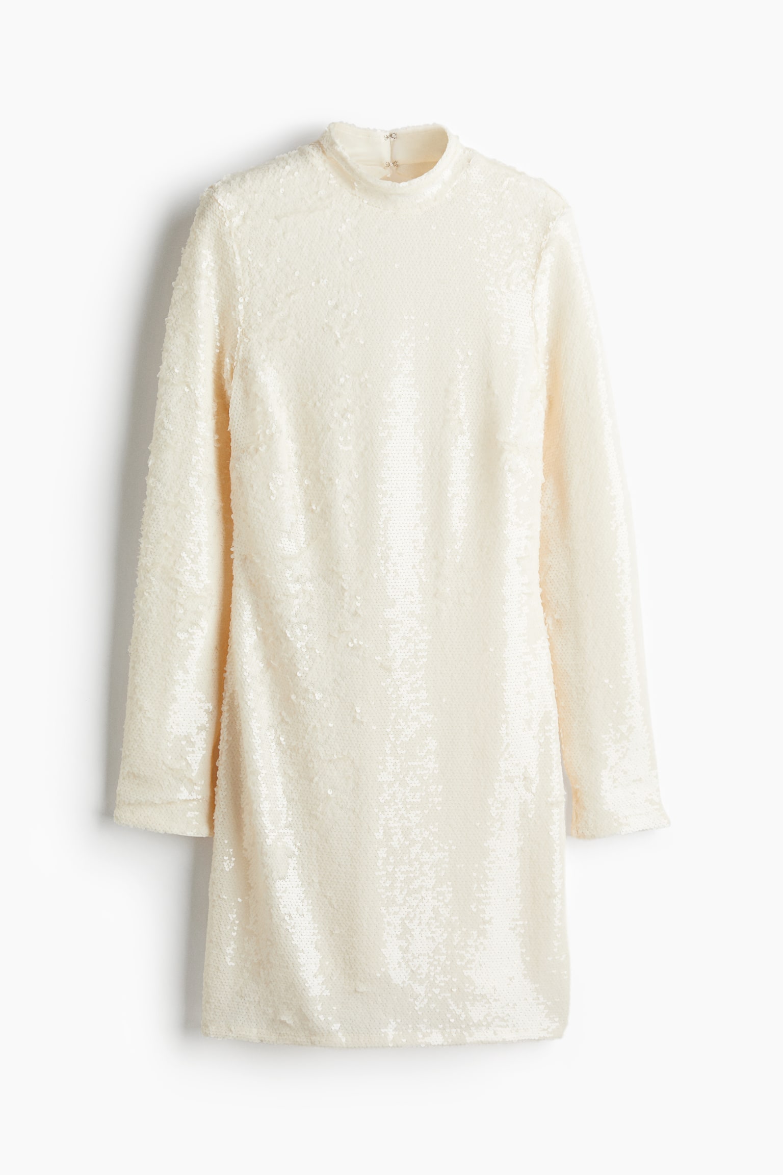 Sequined turtleneck dress - Cream - 2