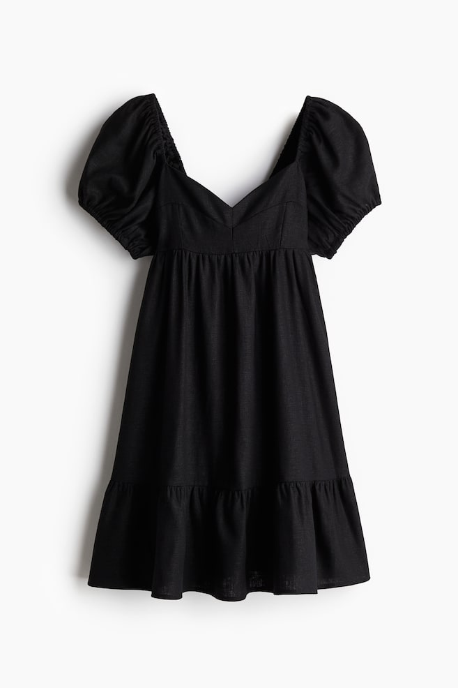 Robe à manches bouffantes - Noir/Crème/fleuri/Bleu clair/rayé/Jaune clair/fleuri/Crème/Broderie anglaise - 1