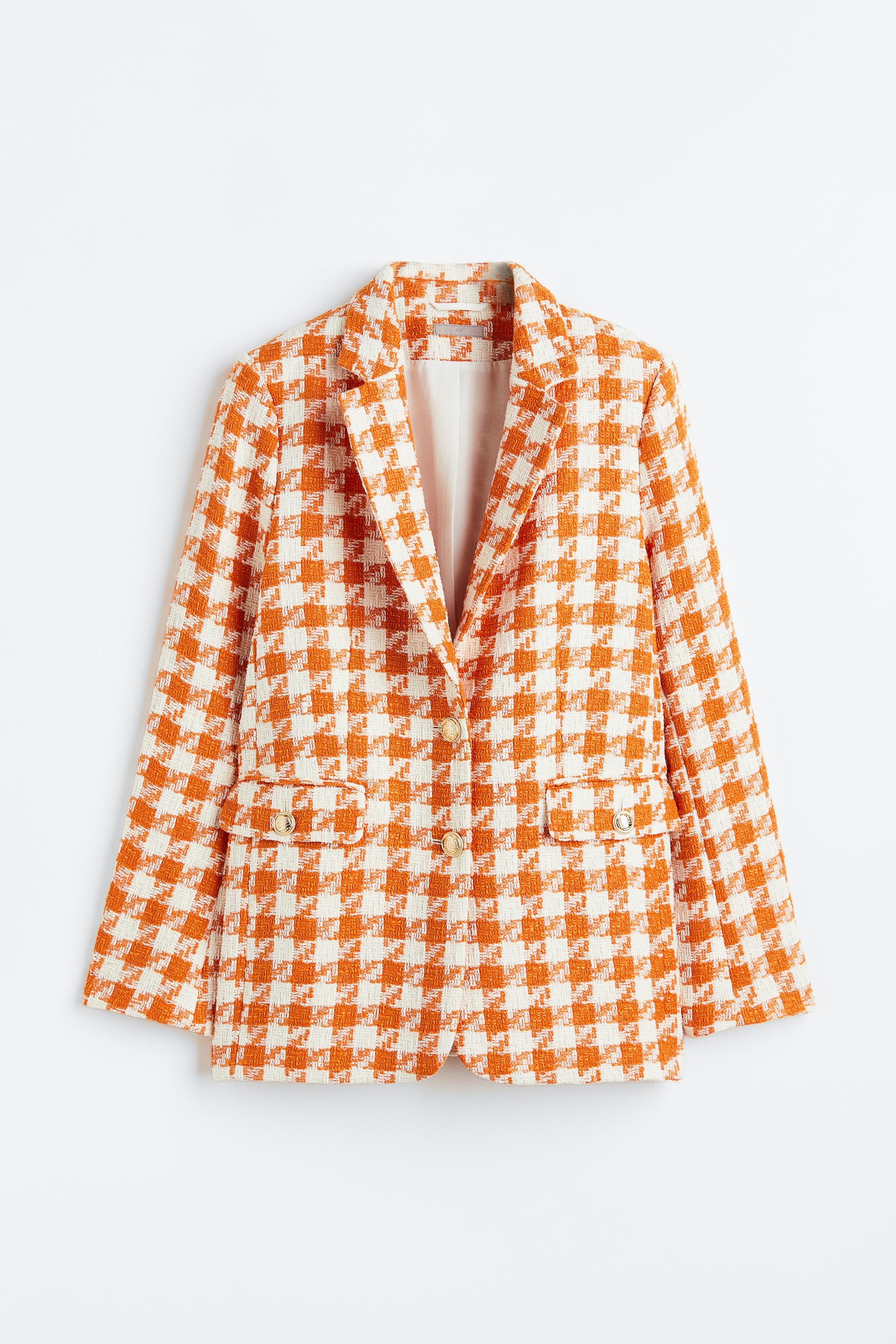 View larger image: Textured blazer - Orange/Dogtooth-patterned - Ladies | H&M GB 1