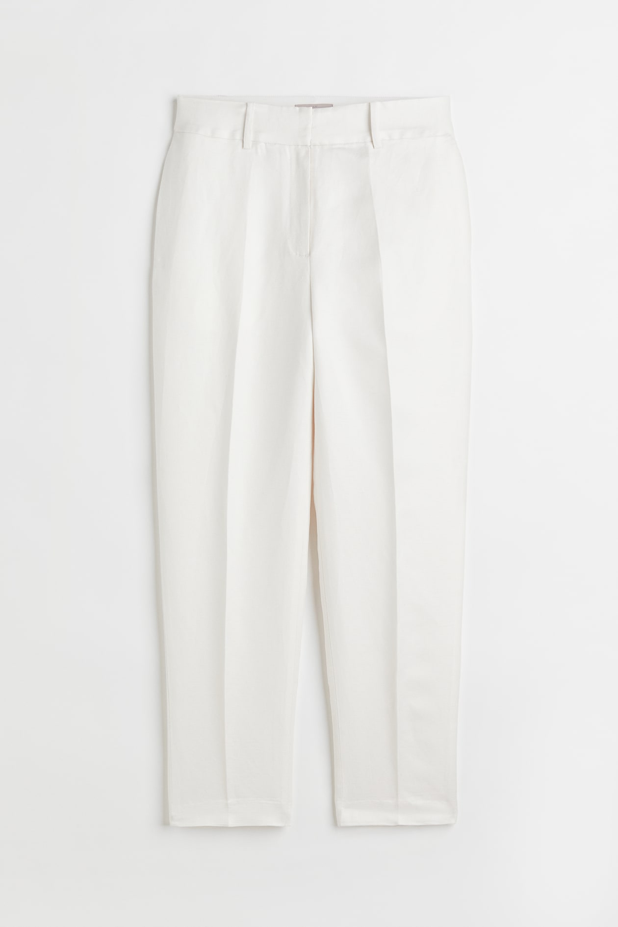 Tailored linen-blend trousers - Regular waist - Ankle length - White ...