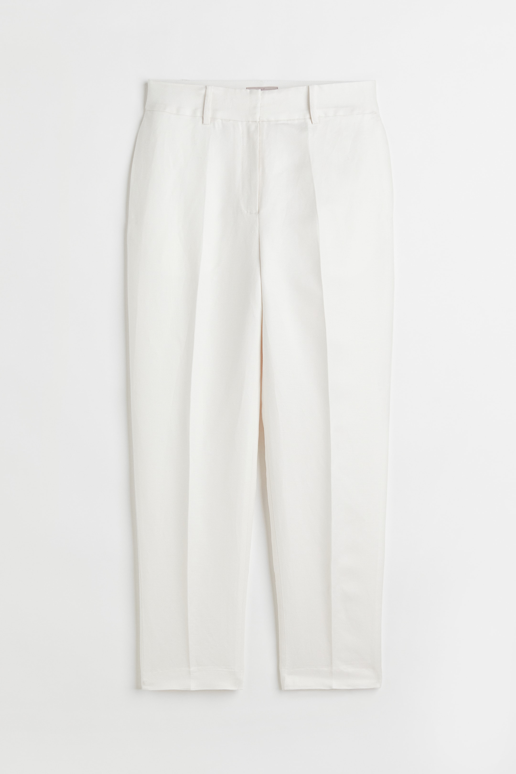 Tailored linen-blend trousers - Regular waist - Ankle length - White ...