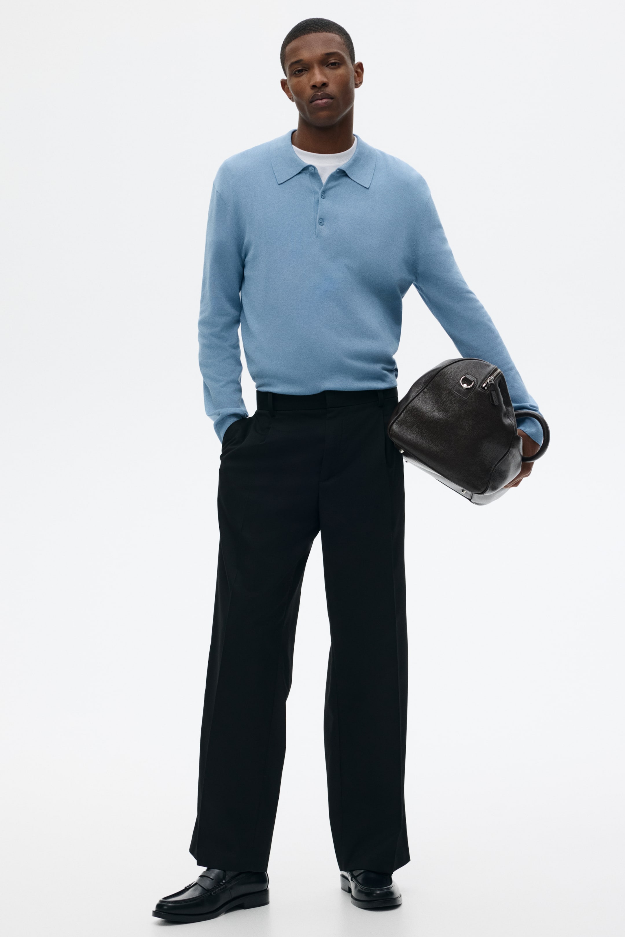 Мужские рубашки H&M Regular-Fit Fine-Knit Polo Shirt — фото 6