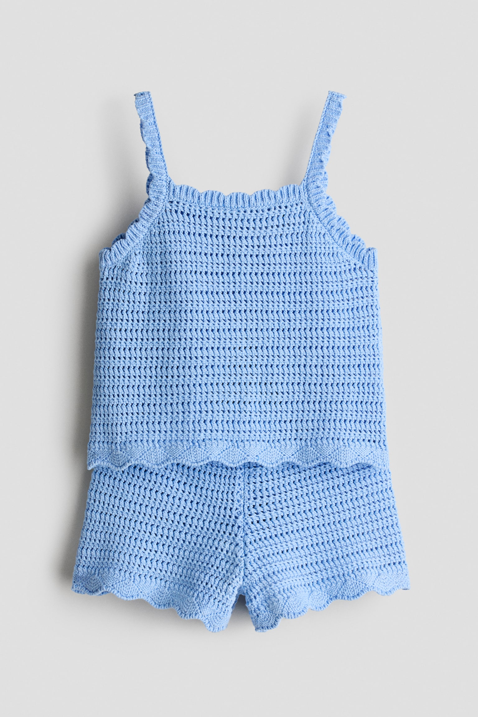 Conjunto de 2 piezas en tejido texturizado - Azul claro/Rosa claro/Franjas