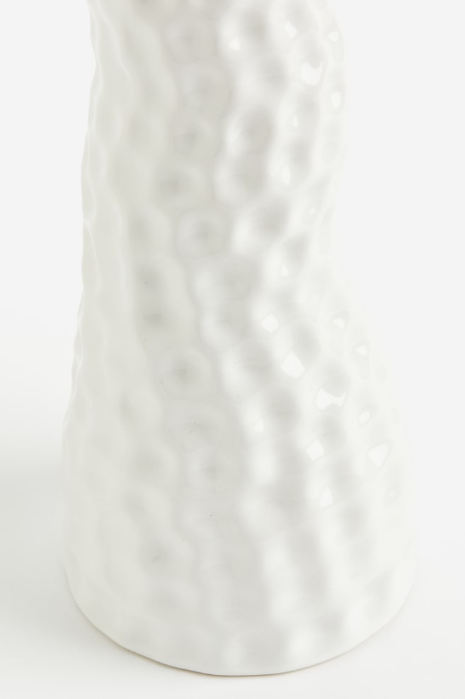 Asymmetrisk vase i stentøj - Hvid - 4