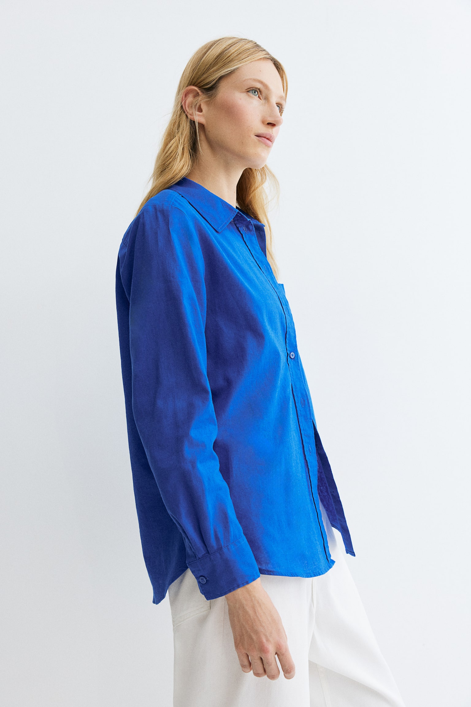 Chemise en lin mélangé - Bleu vif/Bleu - 1