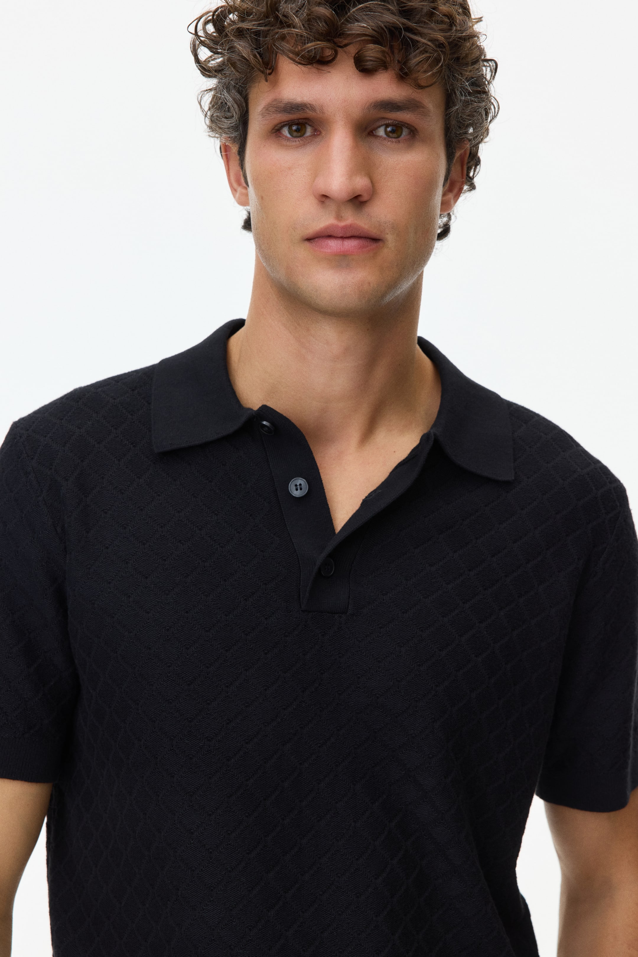 Slim-Fit Textured-Knit Polo Shirt