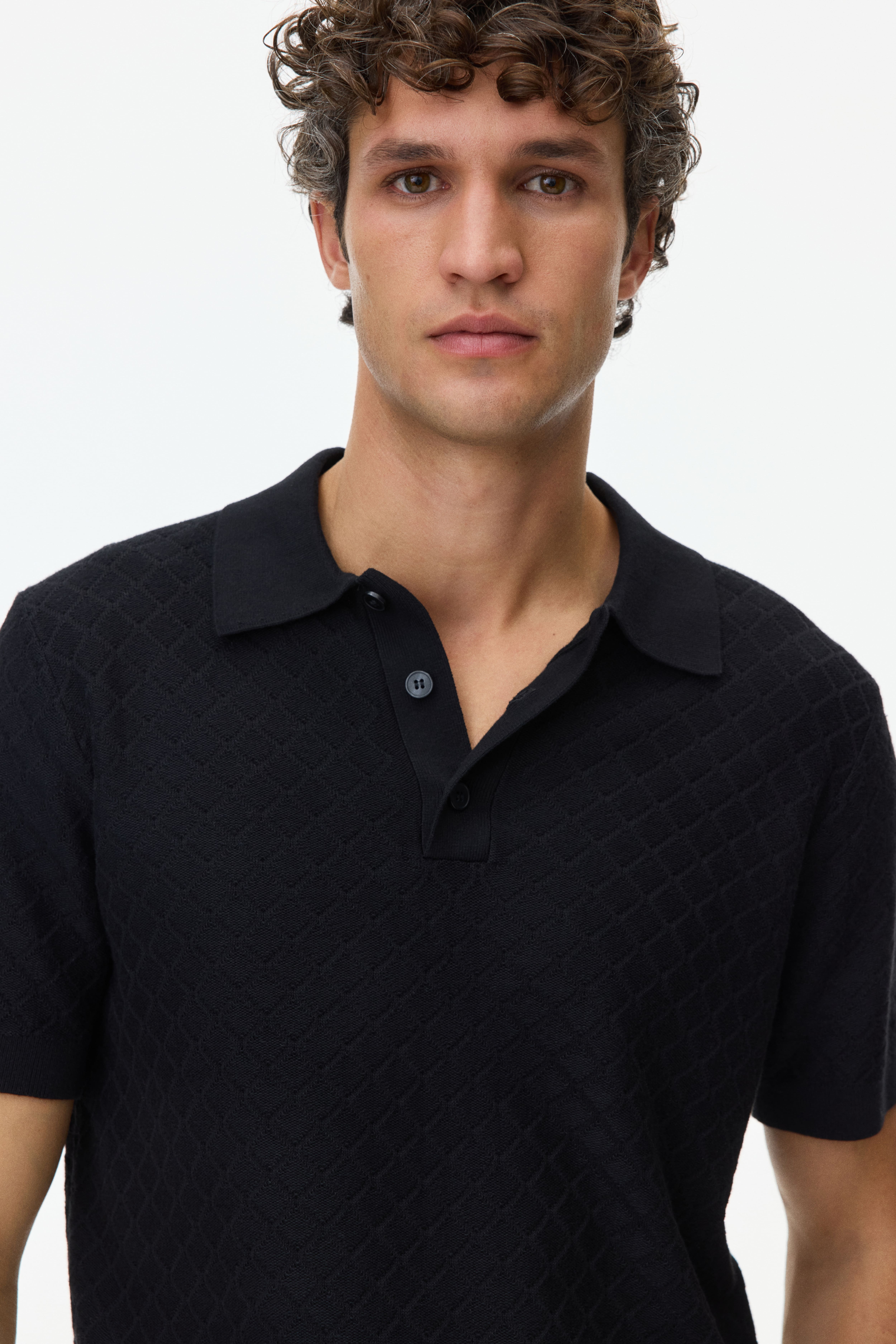 Slim-Fit Textured-Knit Polo Shirt