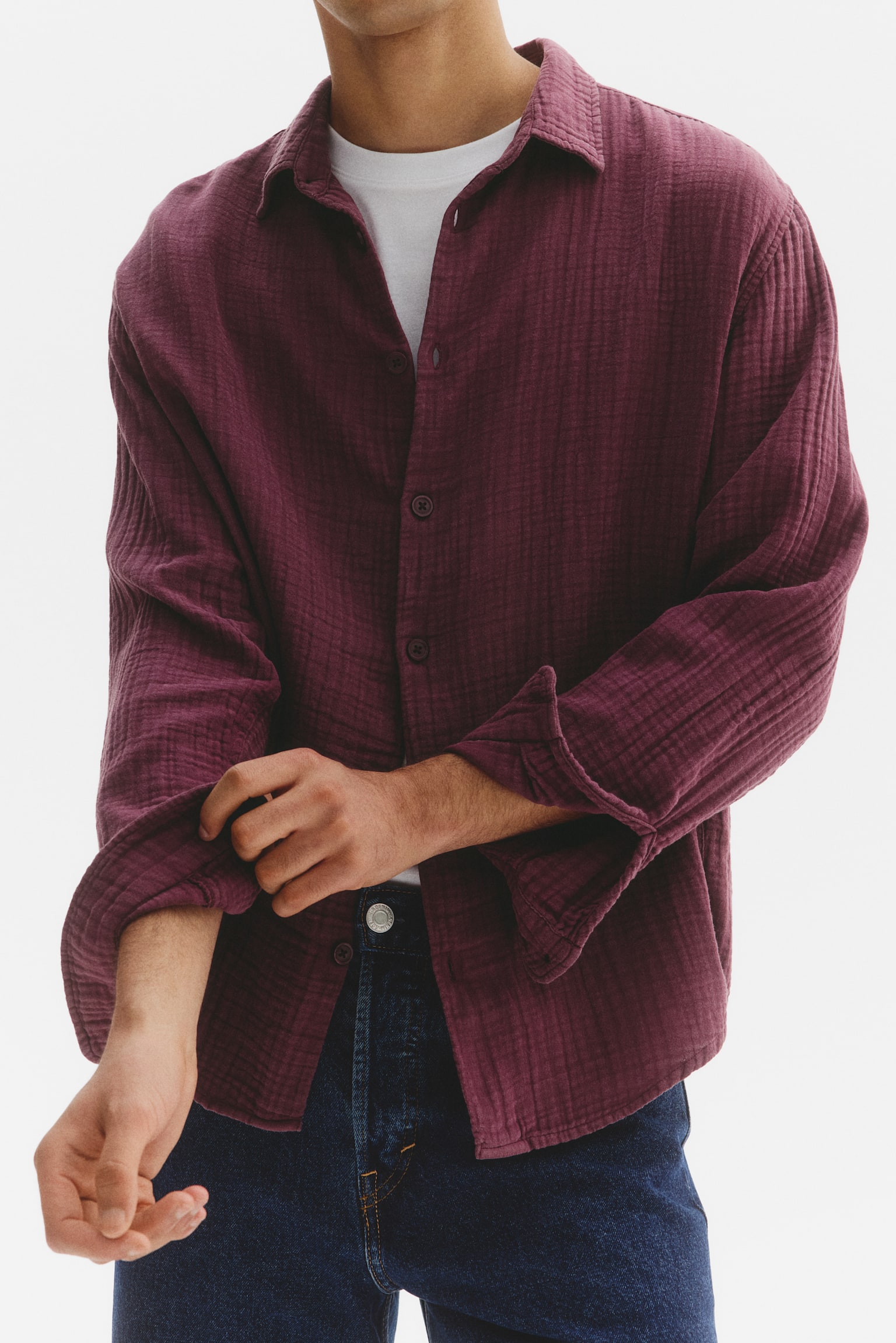 Camisa em musselina de algodão Regular Fit - 3