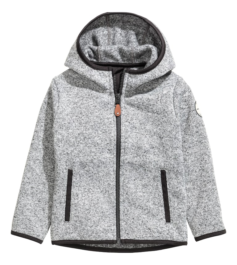 Knitted fleece jacket Grey marl Kids H&M GB