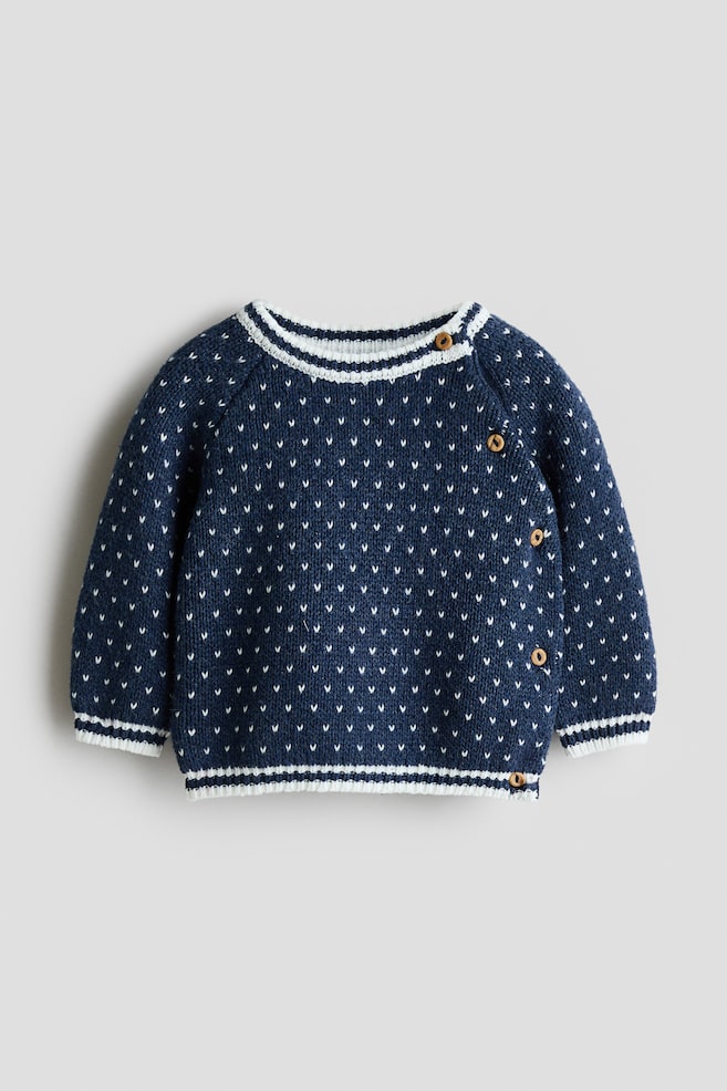 Żakardowy sweter - Granatowy/Wzór - 1