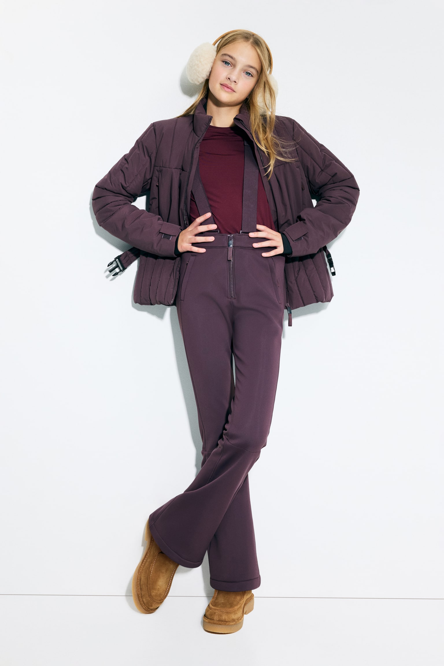 Vízlepergető sínadrág - Padlizsánlila/Fekete/Krémszínű - 2