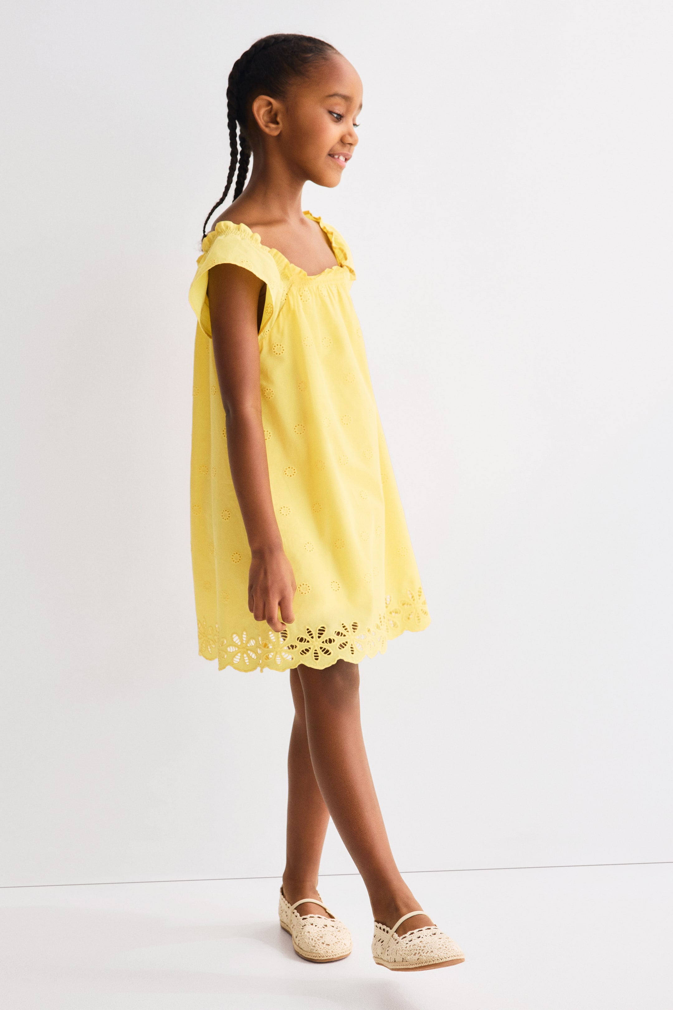 Детские платья H&M Cotton Dress with Eyelet Embroidery — фото 5