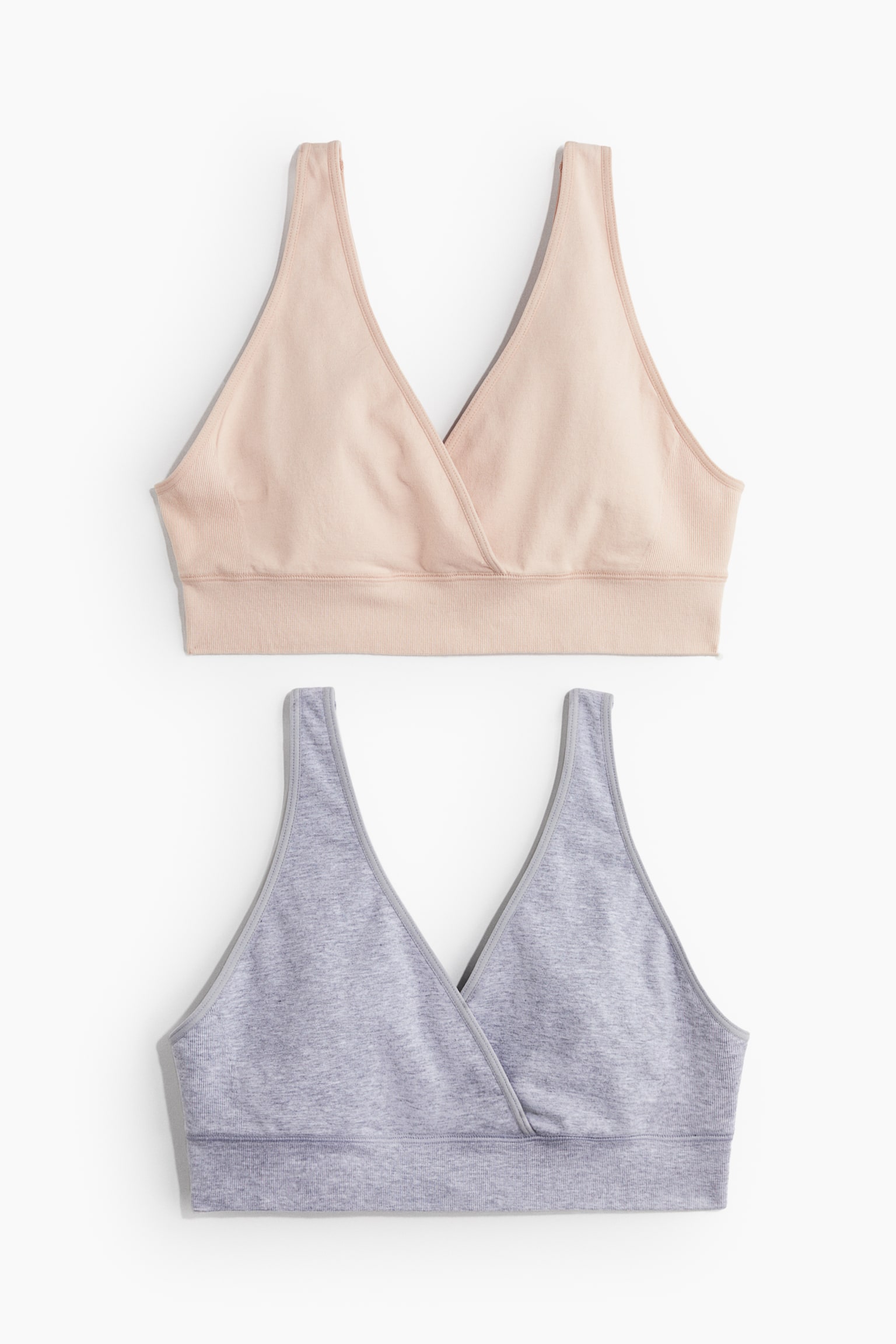 MAMA 2-pack seamless nursing bras - Light grey marl/Light beige - 2