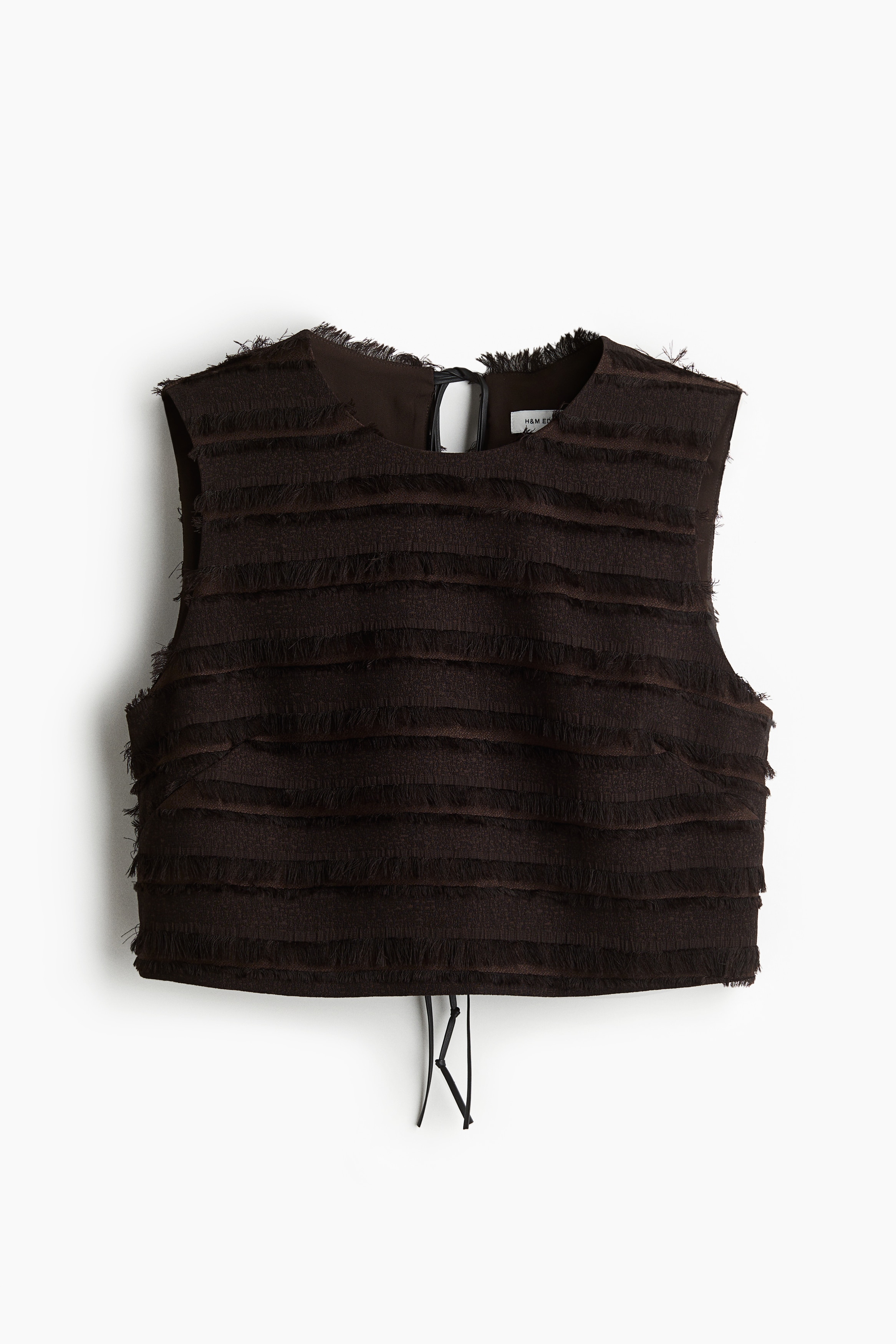 Fringe-Trimmed Top - Dark brown
